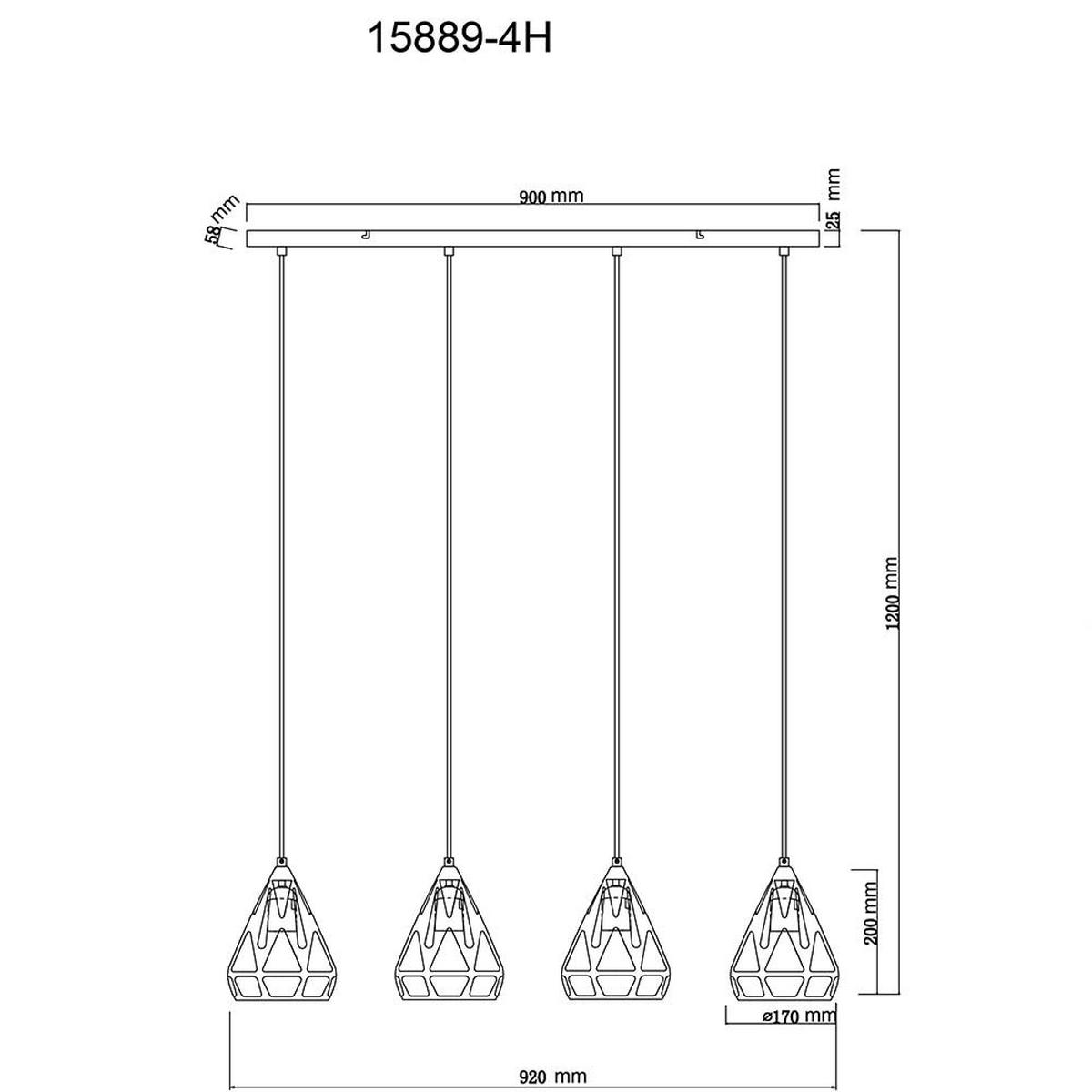 PENDELLEUCHTE Metall Schwarz 4-Flammig - Schwarz, Metall (92/17/120cm) - Globo Lighting
