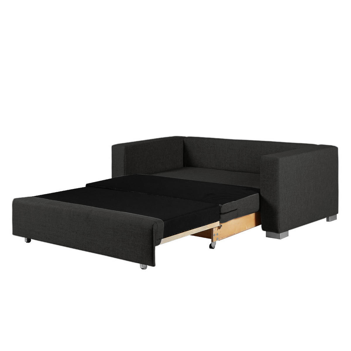 SCHLAFSOFA - Silberfarben/Schwarz, Textil (173/90/90cm) - home24