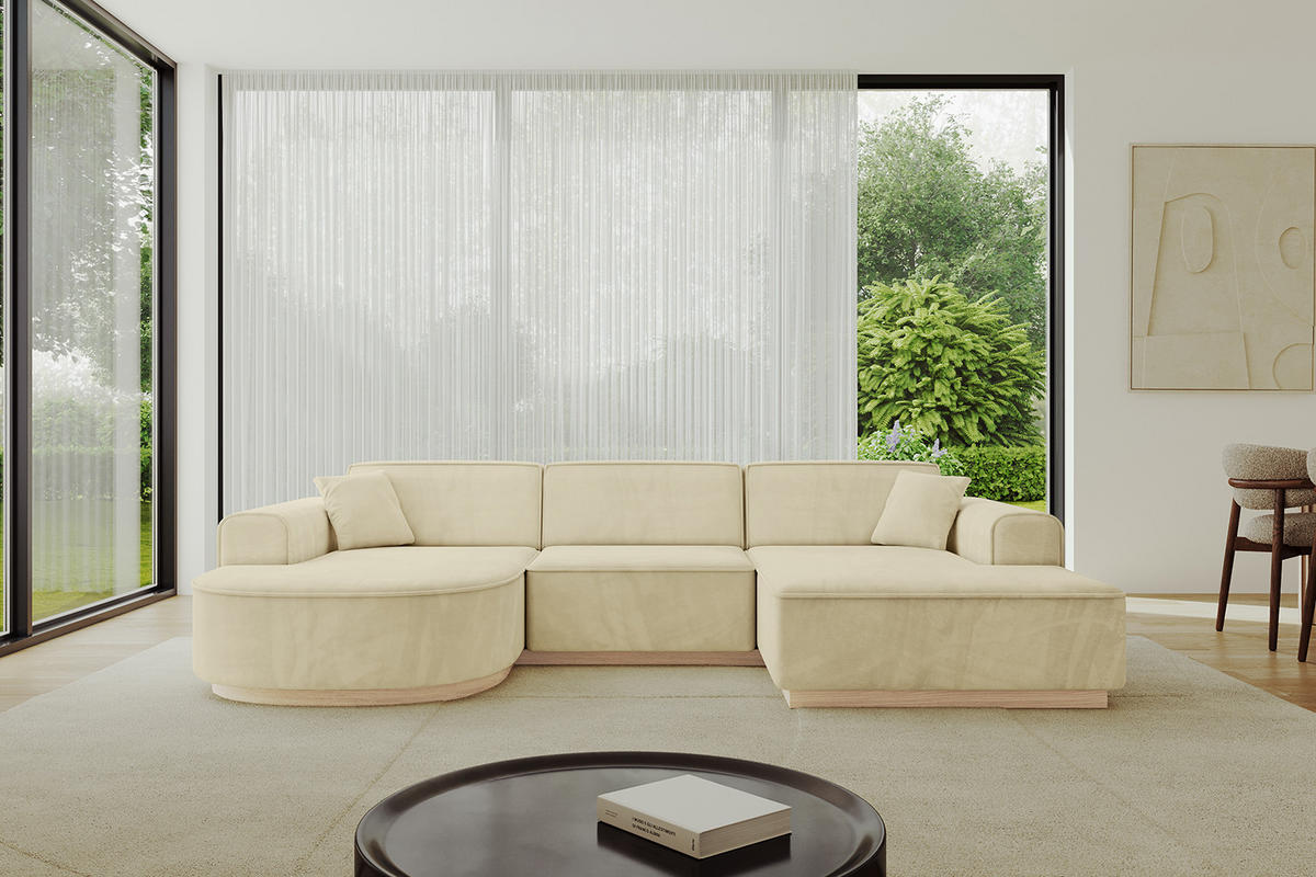 WOHNLANDSCHAFT ARRIO-U1 303x171x83 cm Taupe - Taupe, Holzwerkstoff/Textil (303/83/171cm) - ALTDECOR