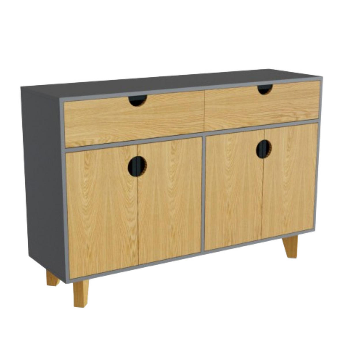KOMMODE aus Holz GRAND - Eichefarben, Holz (150/100/45cm) - Rawood Furniture