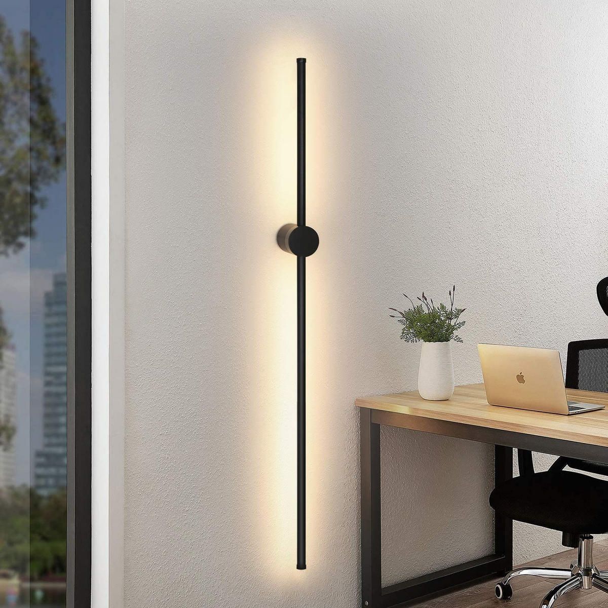 LED nástěnné svítidlo Nightcher (sada 2 ks) - černá, kov (100/10/6cm) - Nettlife