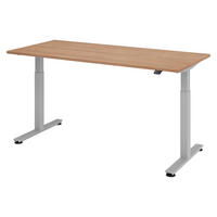 SCHREIBTISCH elektrisch XMST 80/180/74 cm in Nussbaumfarben/Silberfarben - Silberfarben/Nussbaumfarben, Holzwerkstoff (80/180/74cm) - bümö