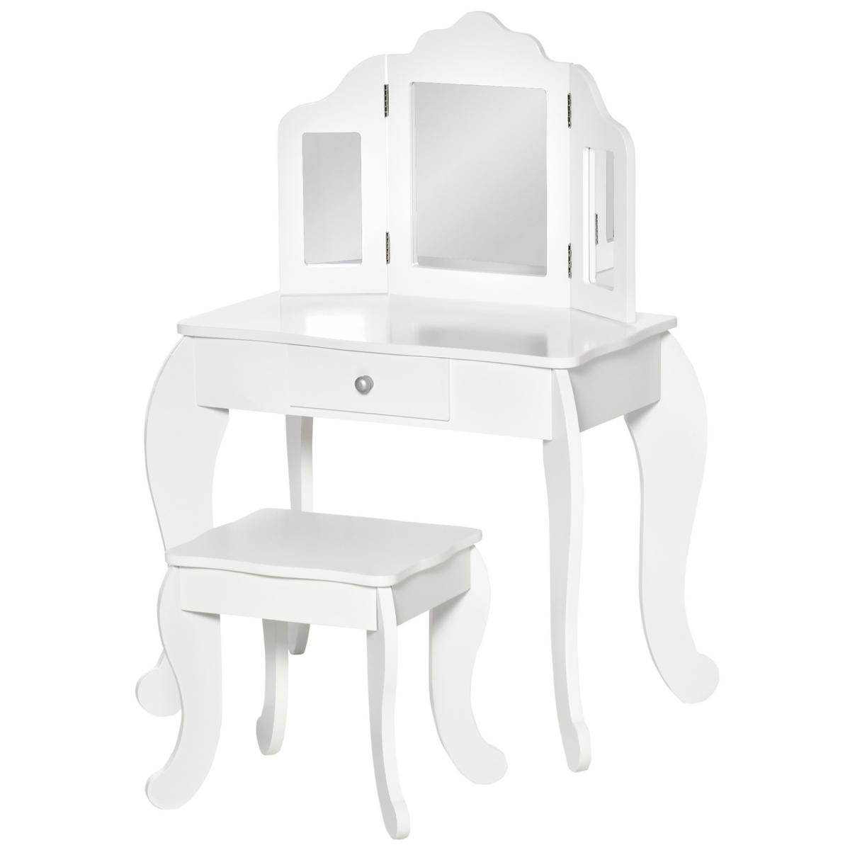 KINDERSCHMINKTISCH DE-18627 2-in-1 mit Triptychonspiegel Weiß - Weiß, Holzwerkstoff (40/85.5/63cm) - ComfortXL