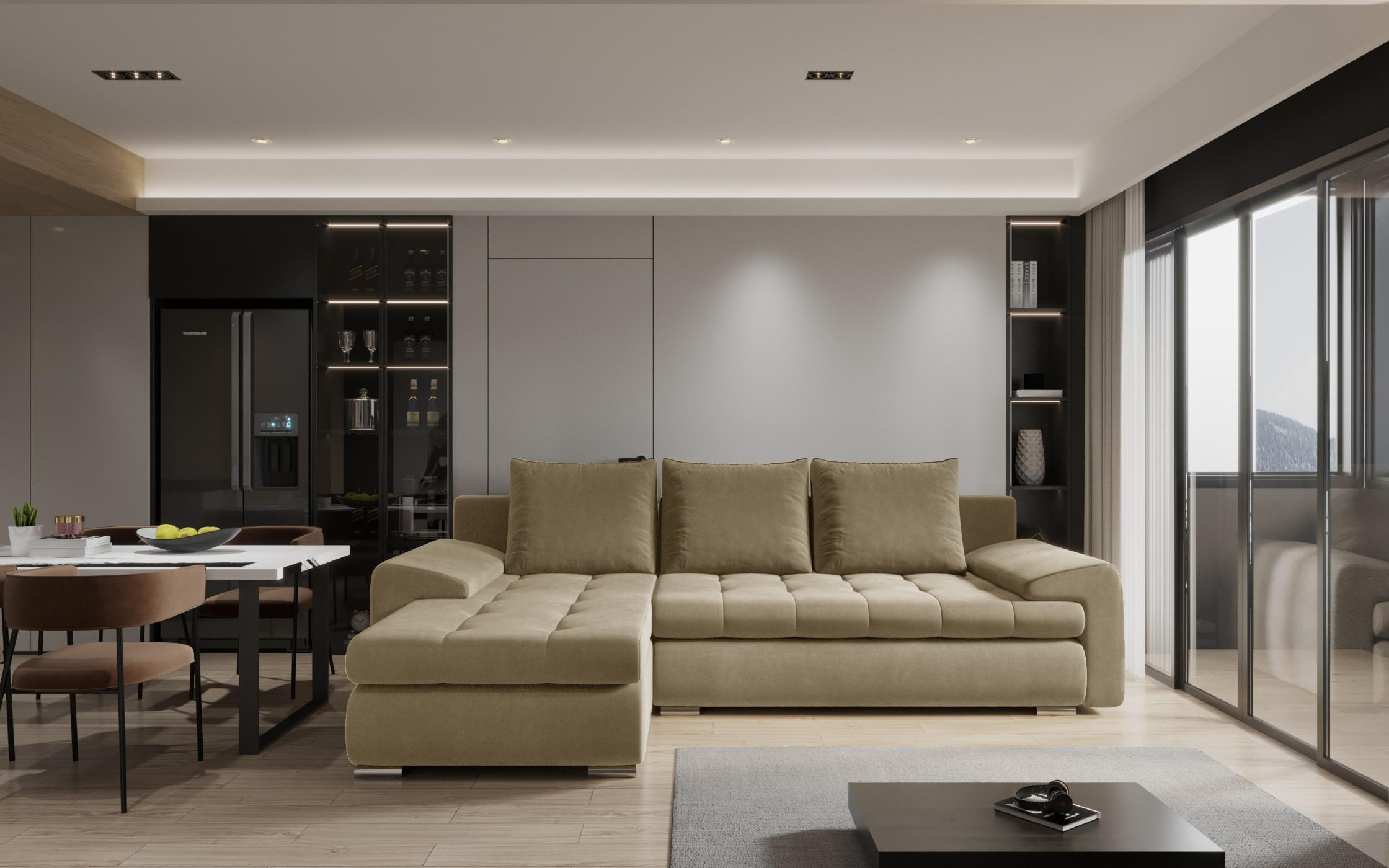 ECKSOFA TOMI Castel Senffarbe Links - Orange, Holz (150/237cm) - Kaiser Möbel