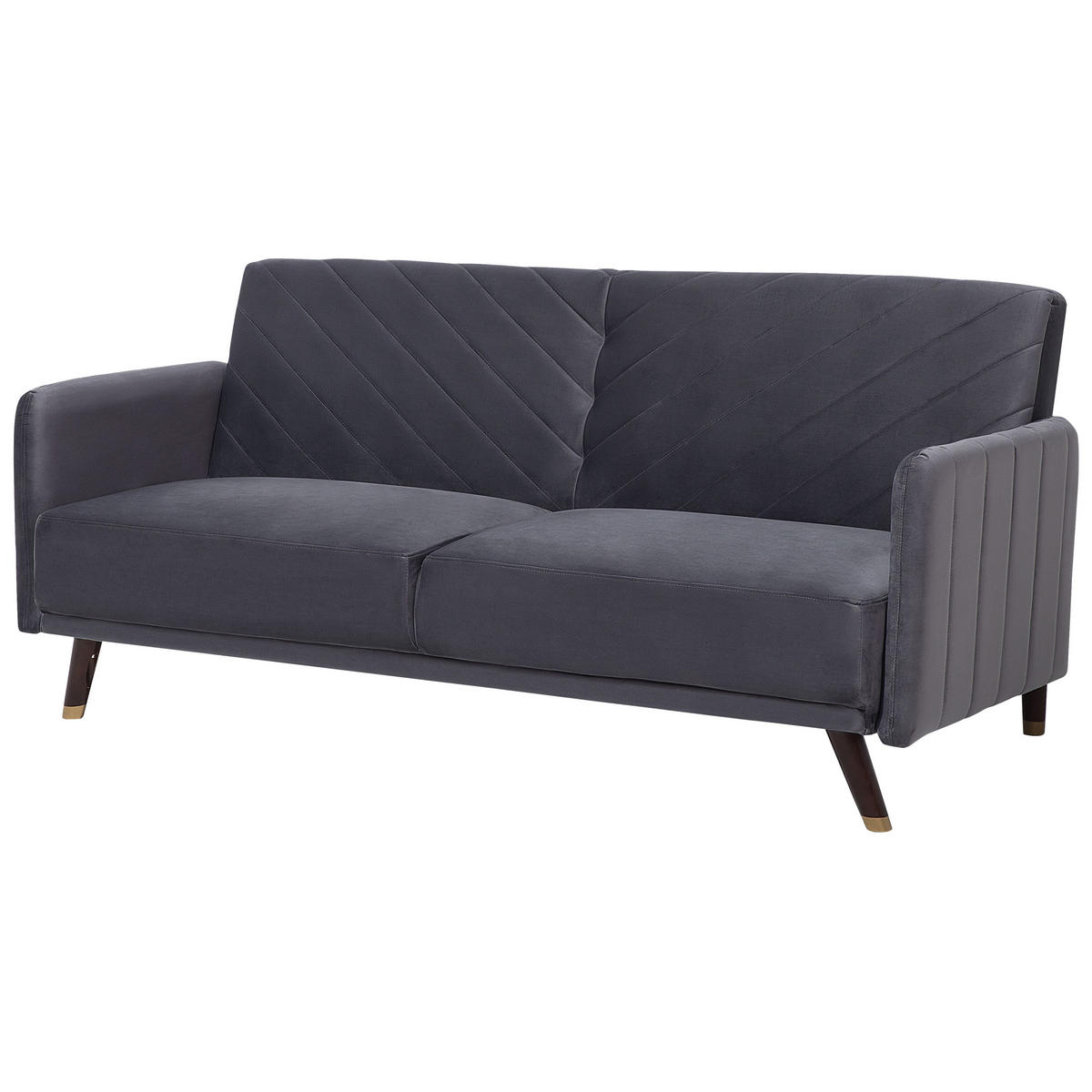 3-SITZER-SCHLAFSOFA Samtstoff Grau Senja - Grau, Textil (200/87/95cm) - Beliani