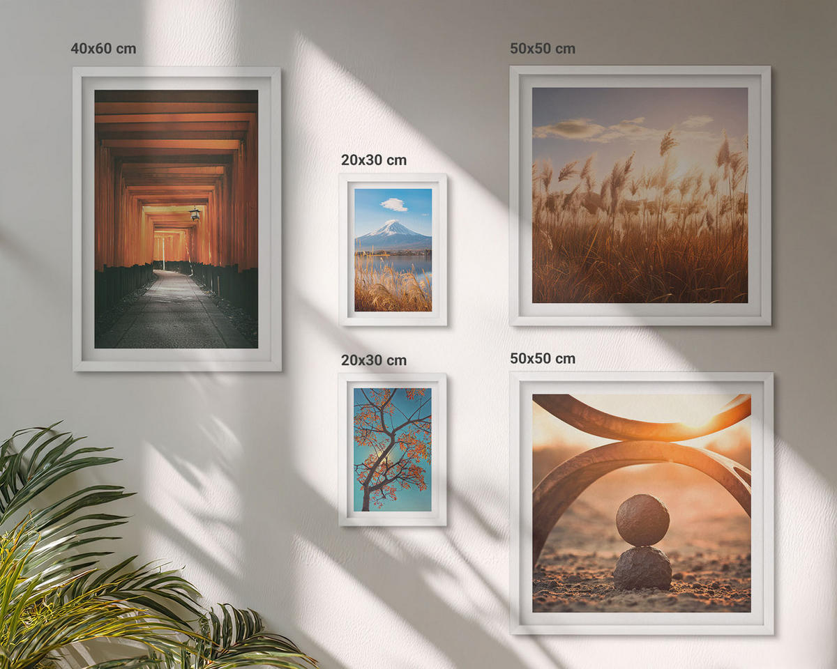 BILDER SET 5er Set - 50x50 cm & 20x30 cm & 40x60 cm Weißer Rahmen - Architektur der Küstenstädte - Weiß, Kunststoff (40/60cm) - TULUP