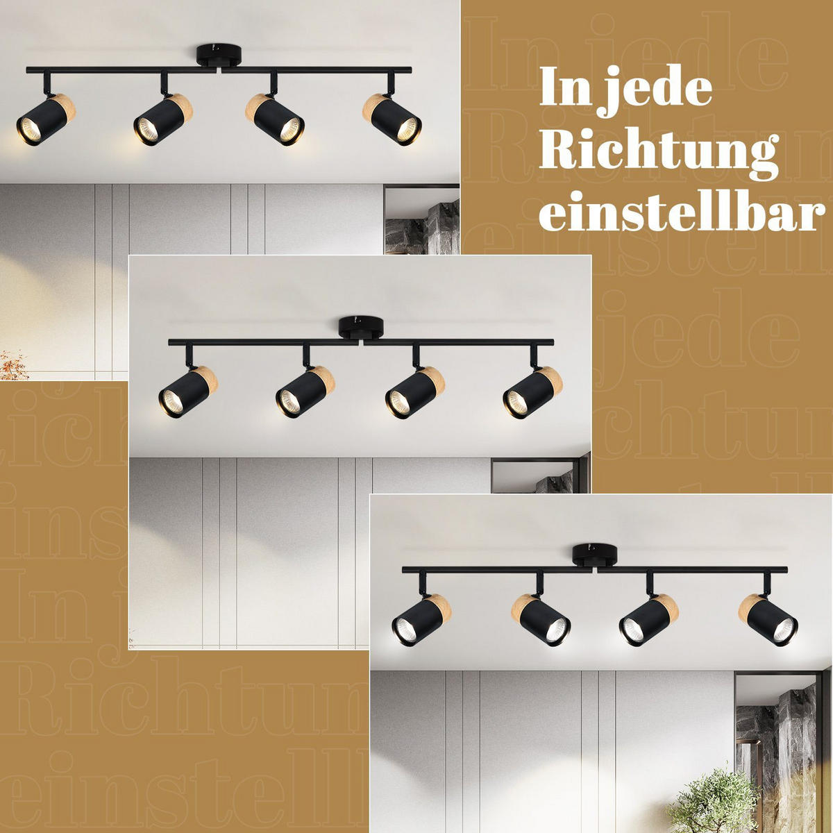 DECKENLEUCHTE Doris 4-flammig 62/9/19 cm - Schwarz, Metall (62/9/19cm) - Nettlife