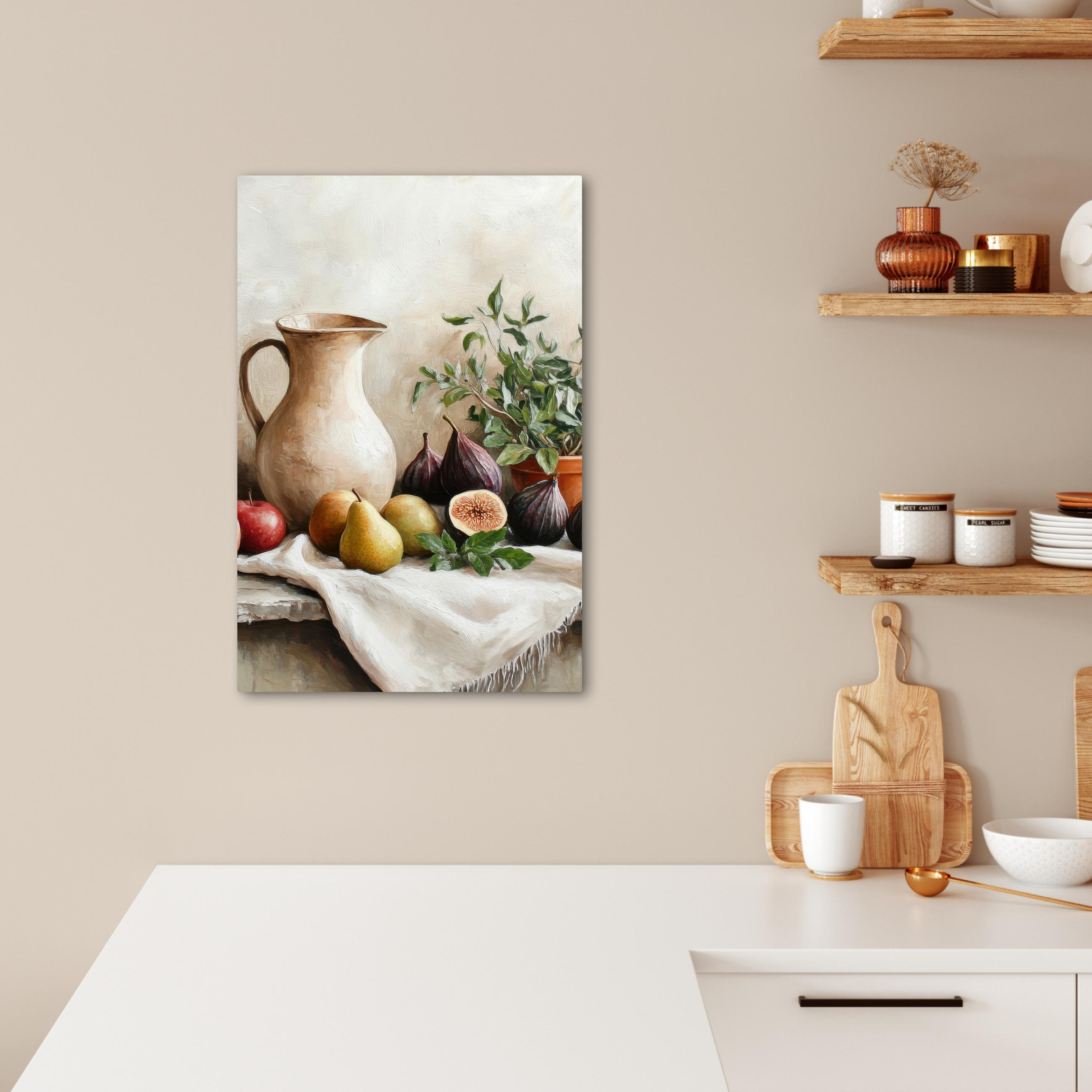 LEINWANDBILD Obst - Kräuter - Ländlich 40x60 cm - Naturfarben, Textil (40/60cm) - MuchoWow