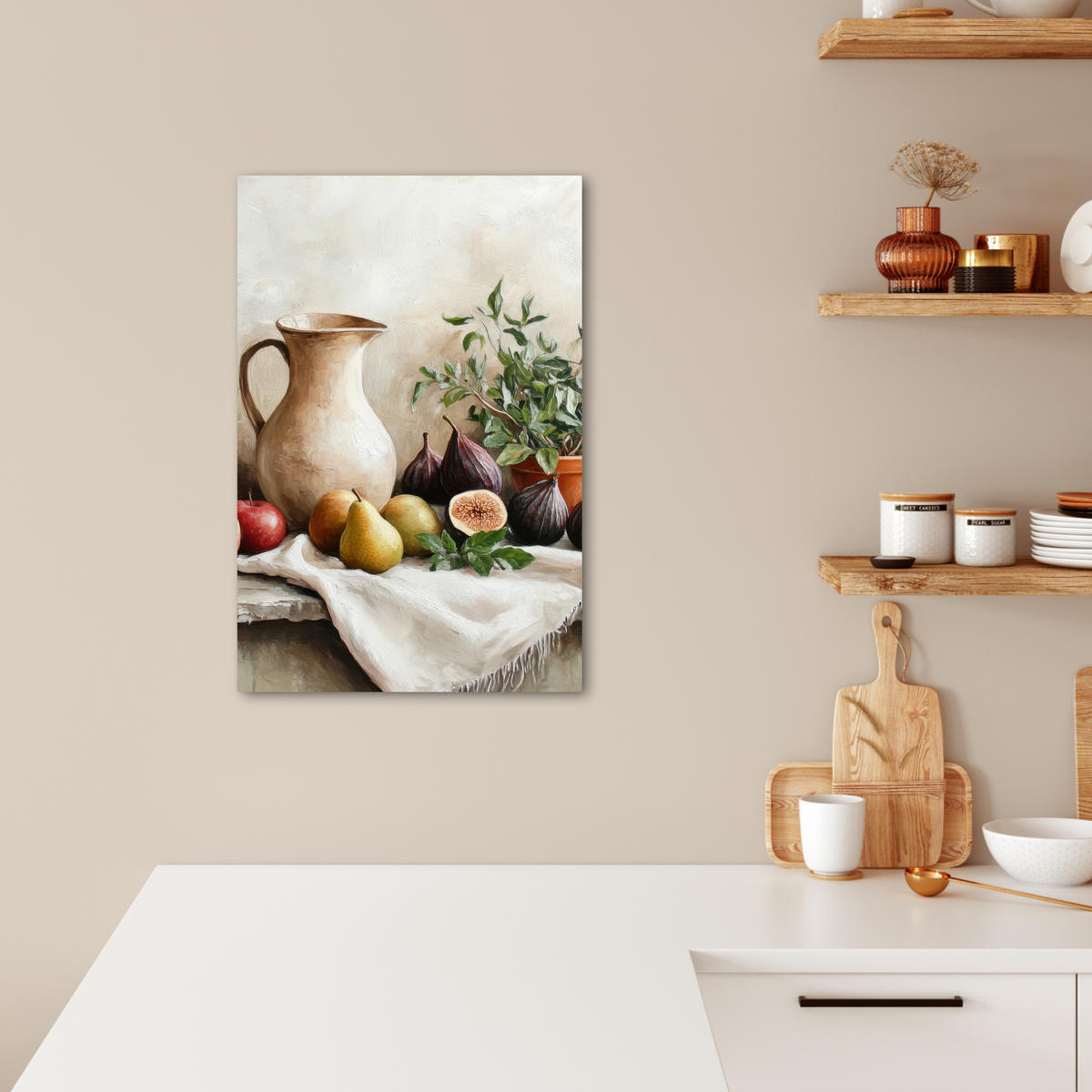 LEINWANDBILD Obst - Kräuter - Ländlich 40x60 cm - Naturfarben, Textil (40/60cm) - MuchoWow