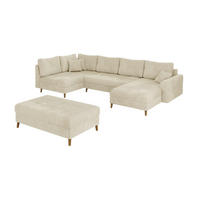 WOHNLANDSCHAFT inkl. Hocker Sigurd Beige Chenille - Beige/Braun, Holz/Textil (310/81/161cm) - S-Style Möbel