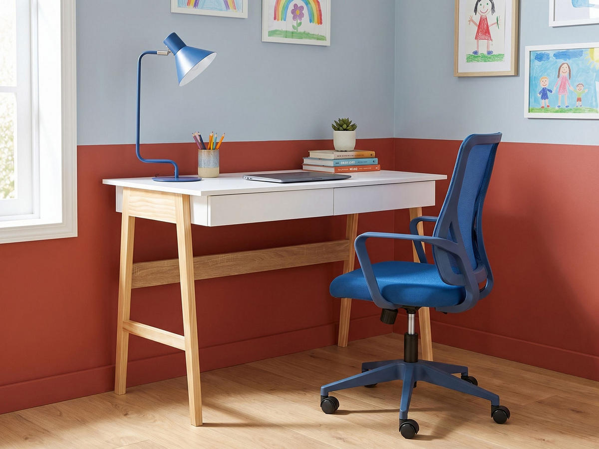 BIROU maro deschis/alb 120/60 cm Theslay - maro deschis, compozit lemnos (60/120/75cm) - Beliani