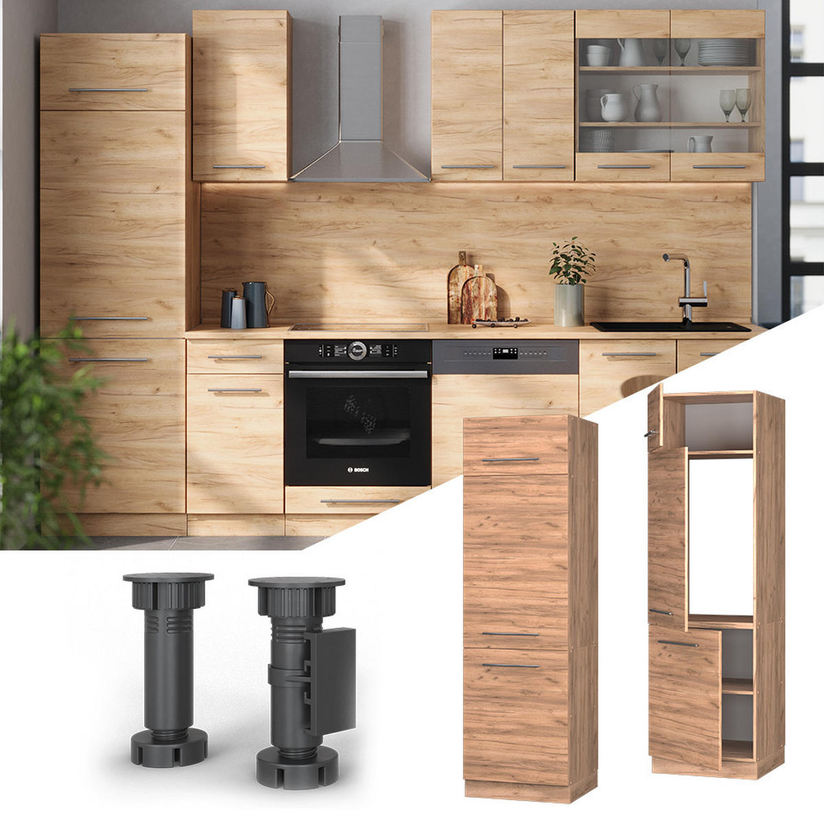 SKŘÍŇKA NA LEDNICI Fame-Line Zlatý mocný dub - medově dubová, kompozitní dřevo (60/206.8/58.1cm) - Vicco