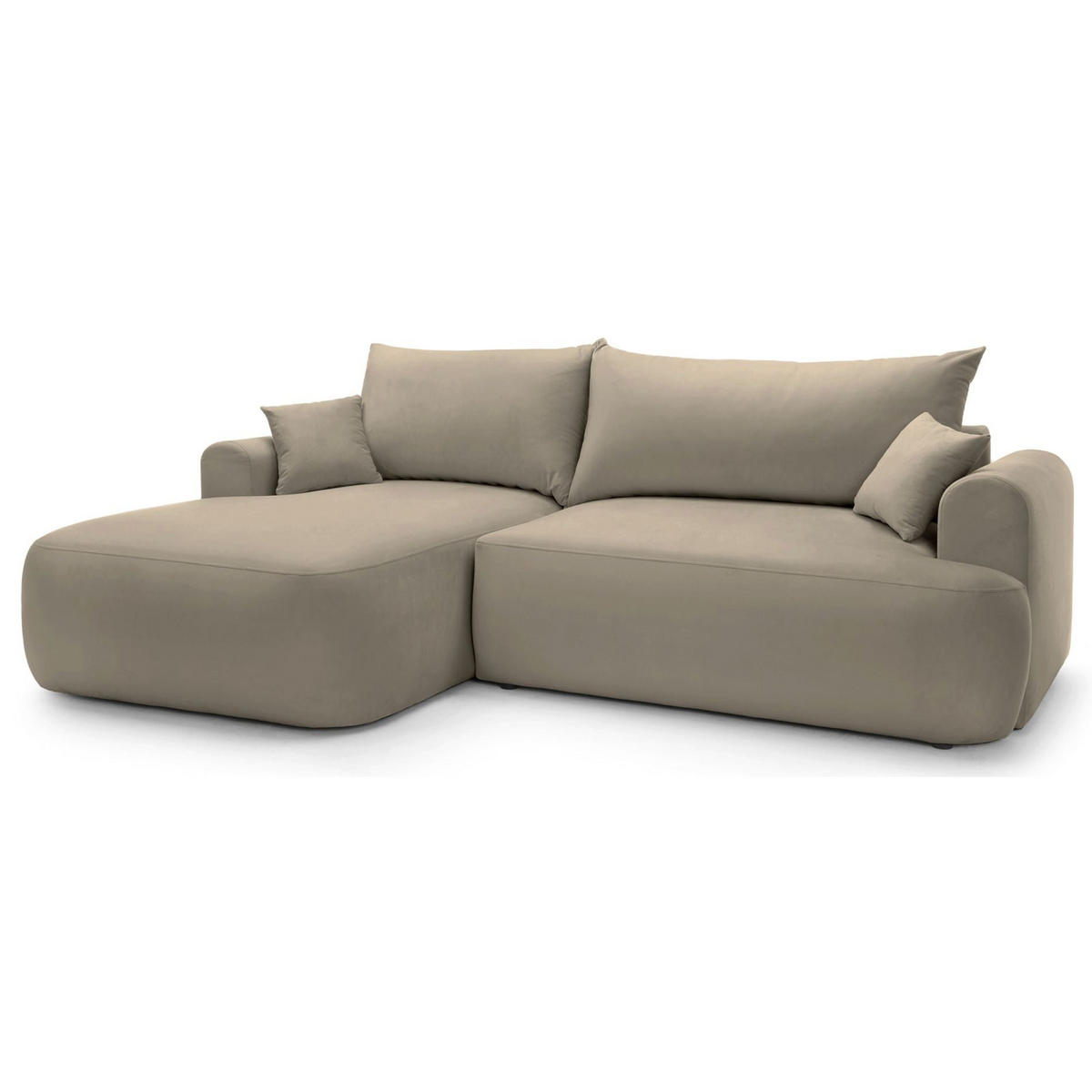 ECKSOFA Ovo Grau-Beige mit wasserabweisendem Samtbezug - Taupe/Schwarz, Kunststoff/Textil (260/165cm) - Selsey