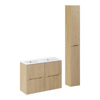 BADMÖBEL-SET 4 Teile -Nordic Cremona N BM393 in Cremona-Eiche - Eichefarben, Holz/Keramik (120/170/46cm)