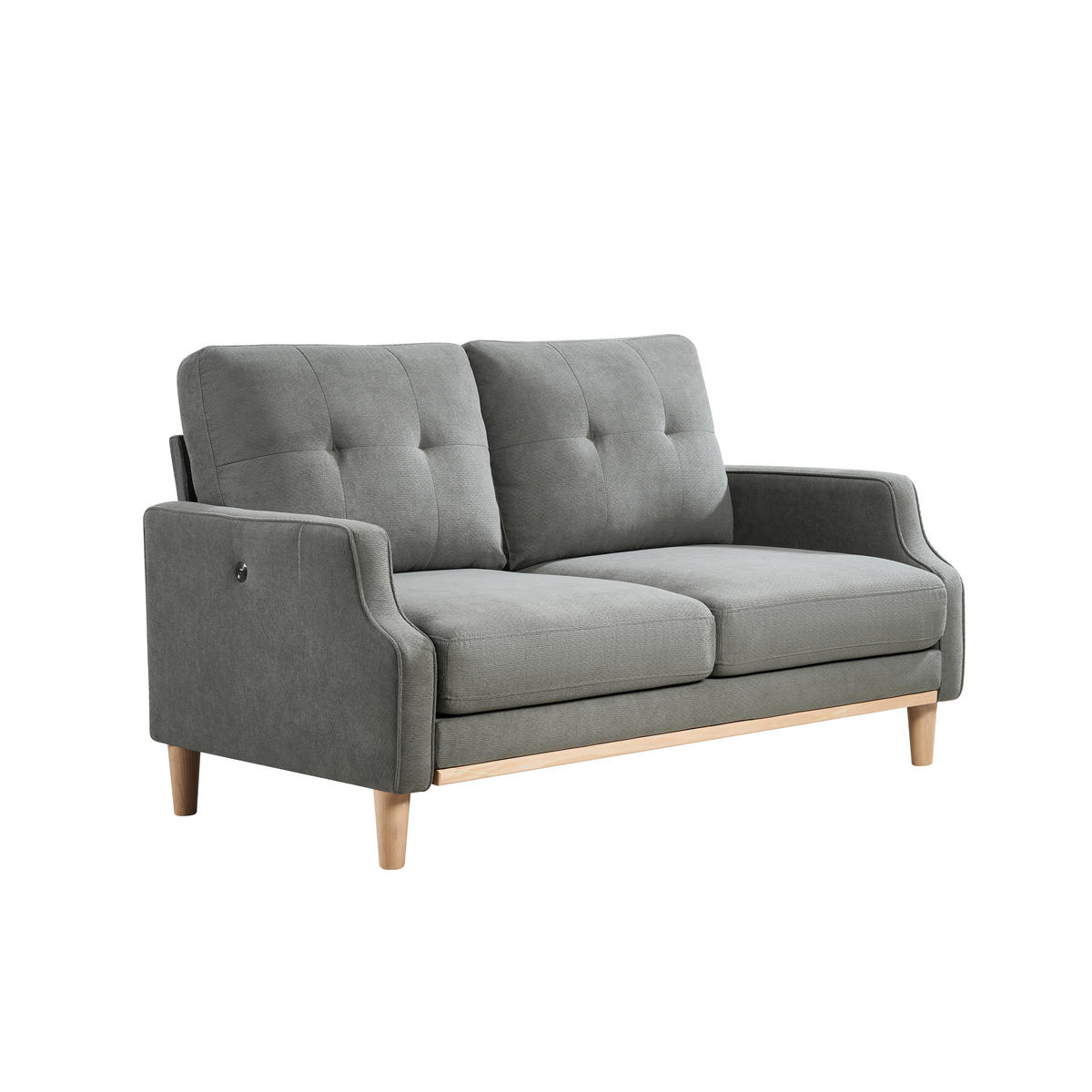 2-SITZER-SOFA DE-34686 mit USB-Ladeanschluss Grau - Grau, Holzwerkstoff (72/85/135cm) - ComfortXL