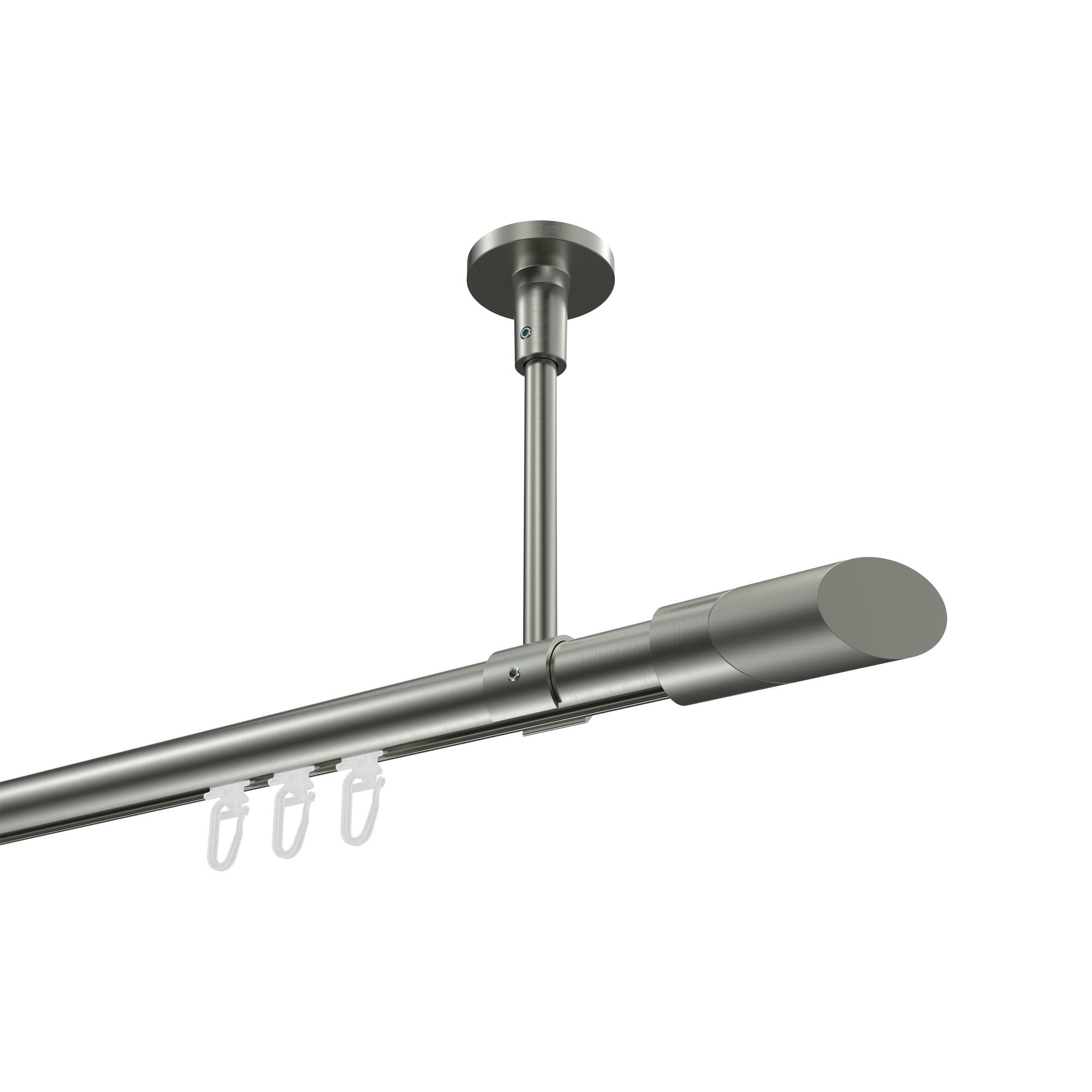 INNENLAUF-GARDINENSTANGEN-SET Sonette Verano 540 cm (geteilt in 3 x 180 cm), 1-läufig, 20 mm Ø Edelstahl-Optik - Edelstahlfarben/Silberfarben, Metall (540cm) - INTERDECO