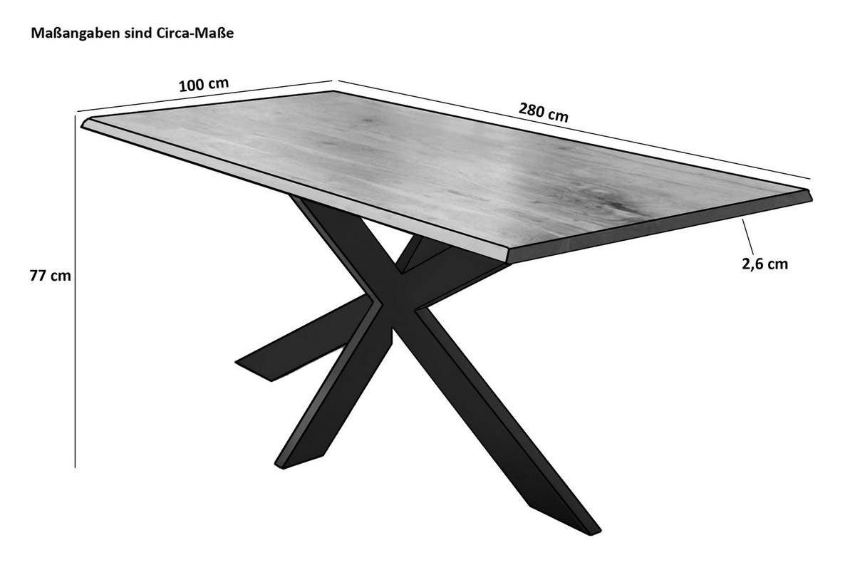 ESSTISCH ABBY - Beige/Schwarz, Holz/Metall (100/280/77cm) - SAM