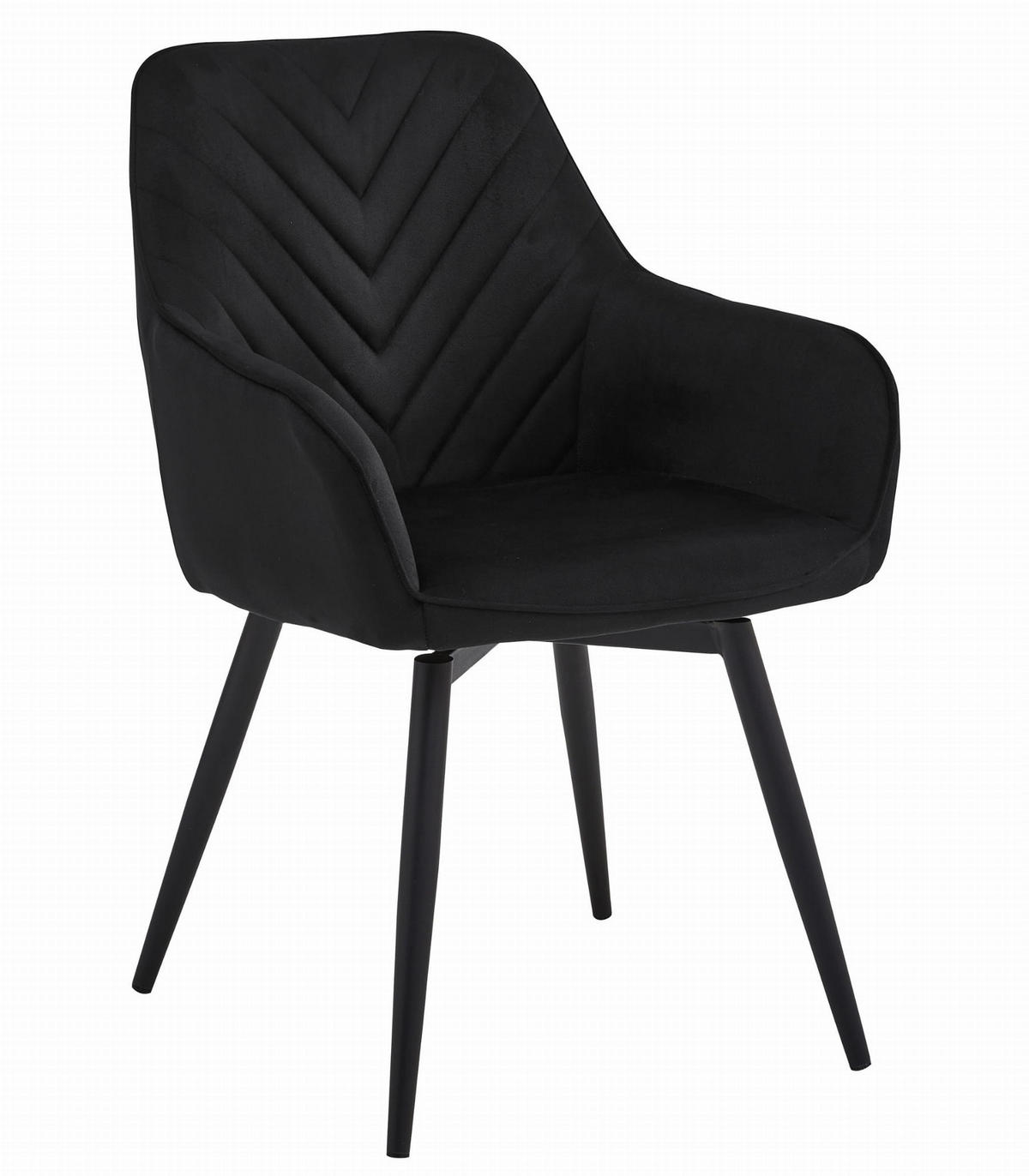 ESSZIMMERSTUHL WAAV360 schwarzer Sitz, schwarze Beine - Schwarz, Textil (56/83.5/61cm) - Valora