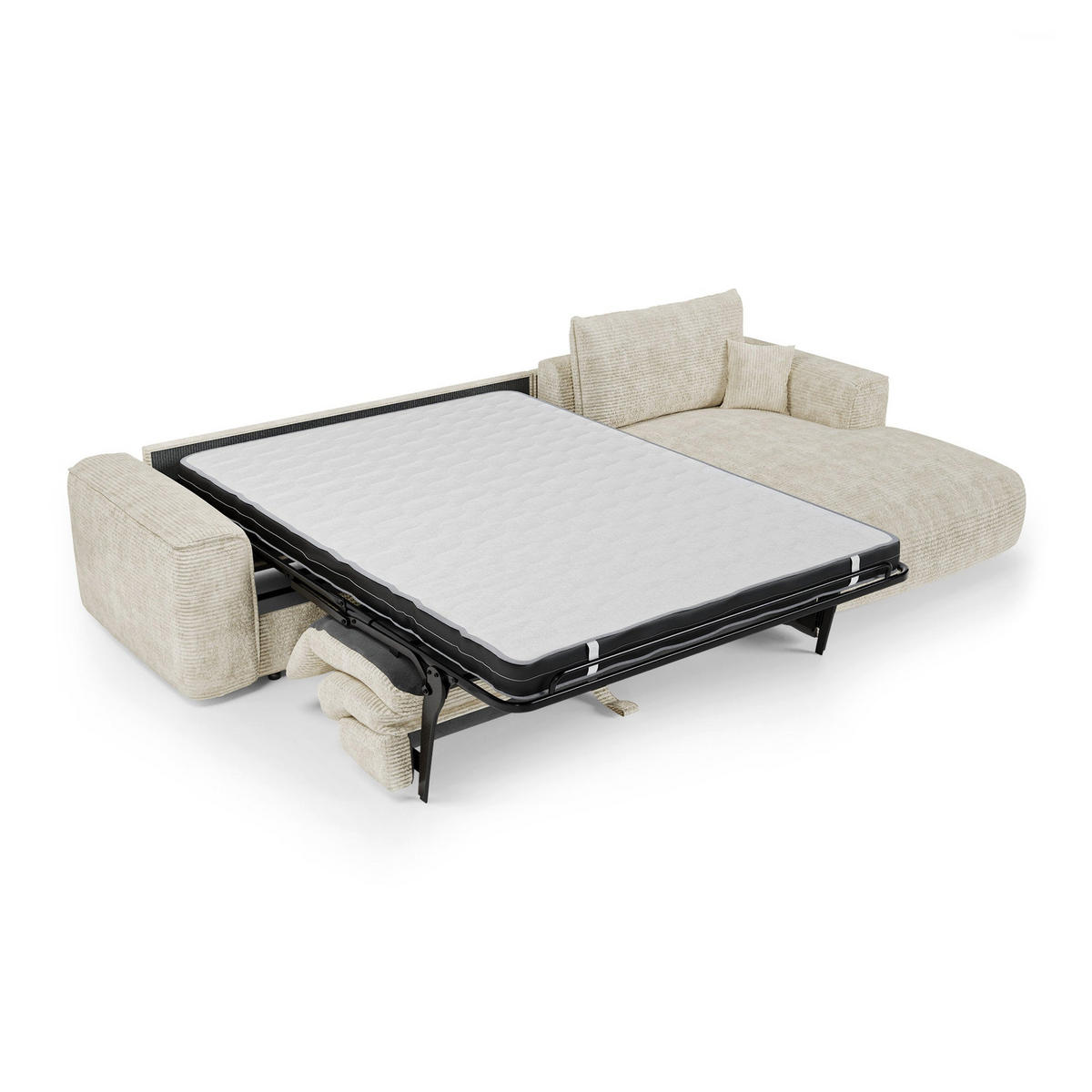 ECKSOFA rechtwinklig COMO Cord Creme 300cm - Creme, Textil (300/165cm) - Premium Interiors