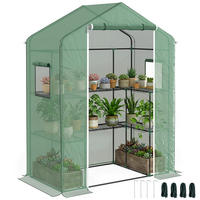 GEWÄCHSHAUS DE-11952 mit Tür, 2 Fenstern & U-Etagen Transparent - Grün, Kunststoff (73/190/140cm) - ComfortXL