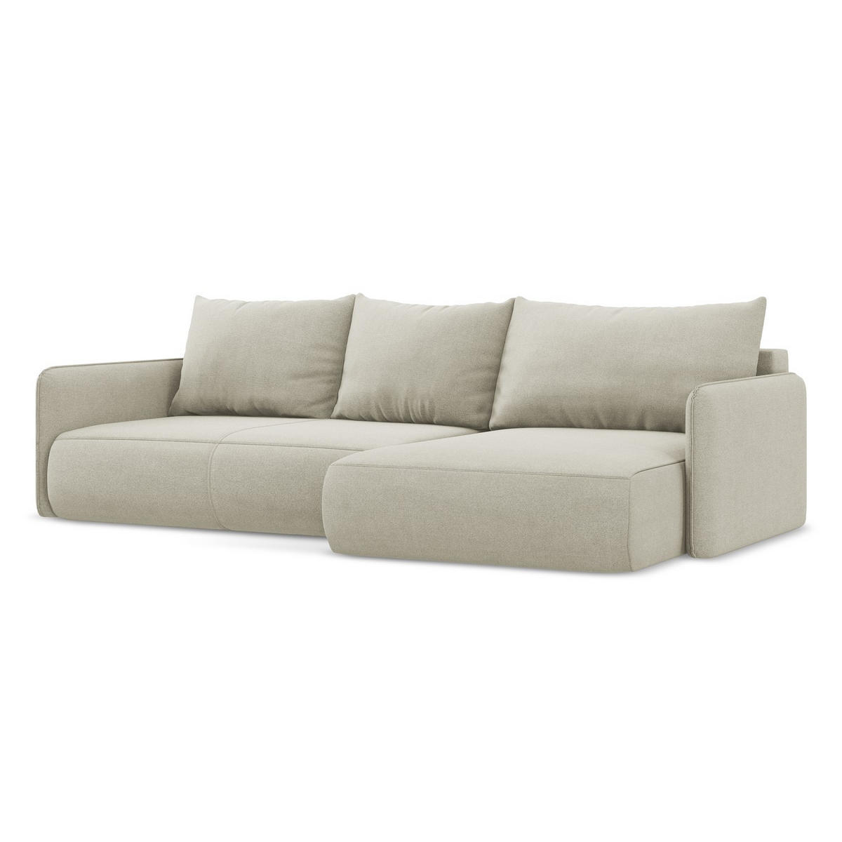 ECKSOFA mit Schlaffunktion Strukturstoff Stoff Beige - Beige/Creme, Kunststoff/Textil (240/148cm) - LaMiaSofa