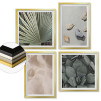 WANDBILDER 4er Set - 50x50 cm & 40x60 cm Goldrahmen - Steine, Holz, Stofftexturen - Goldfarben, Kunststoff (50/50cm) - ArtPrintCave