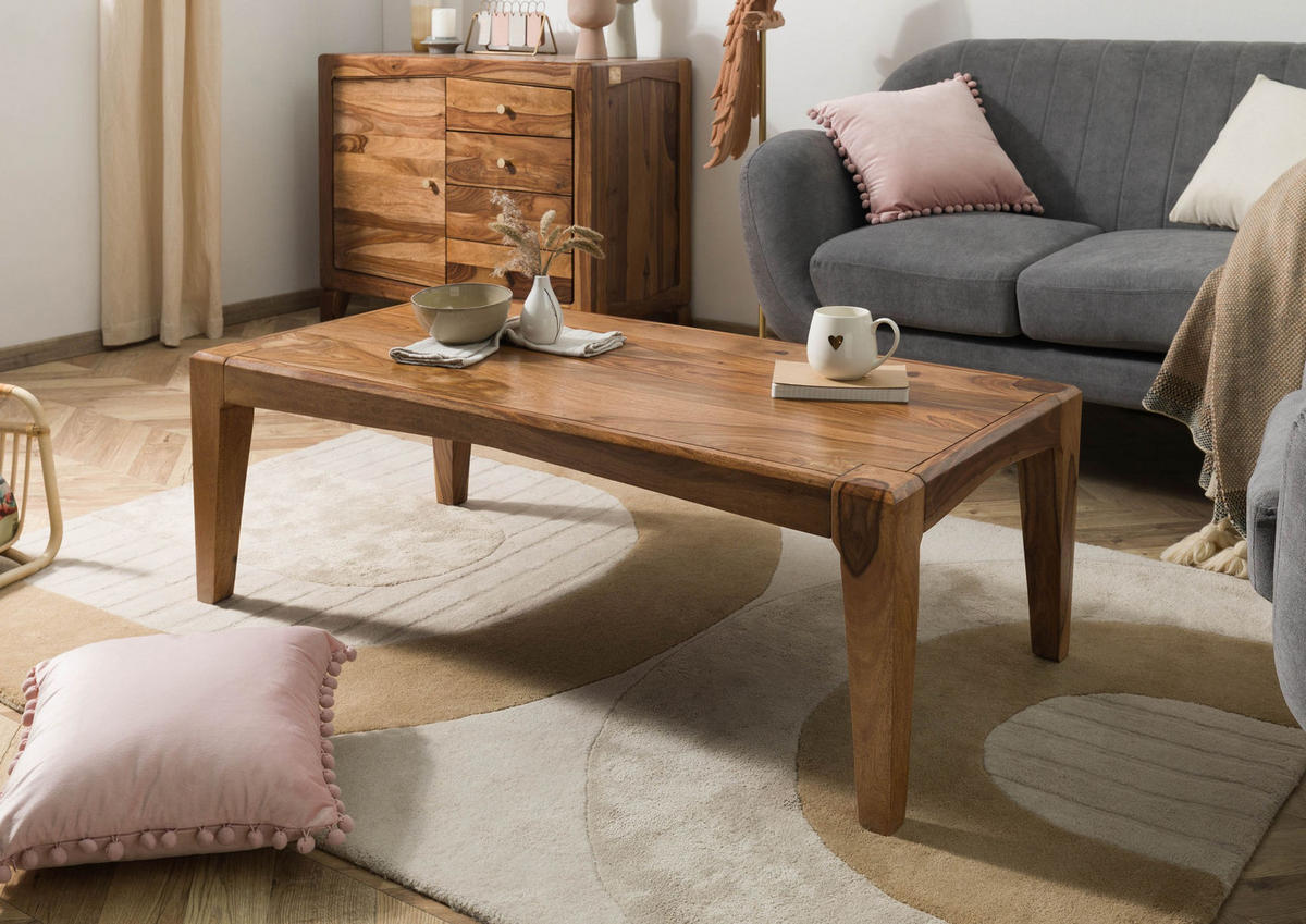 COUCHTISCH Sheesham 120x60x40 braun lackiert ANCONA #101 - Braun, Holzwerkstoff (120/60/40cm) - Massivmoebel24