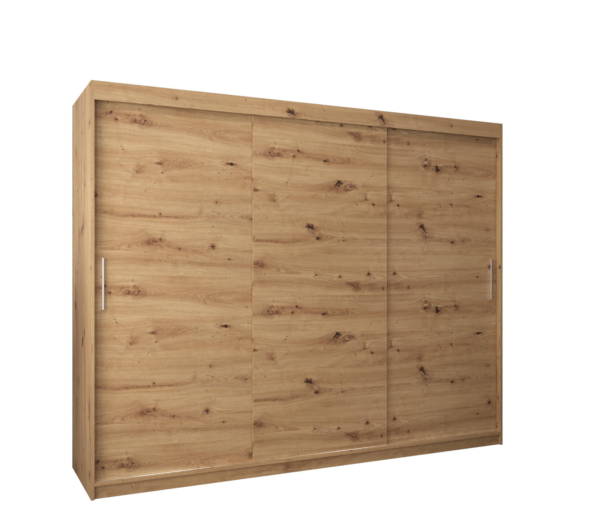 SCHWEBETÜRENSCHRANK 200/250/62 3-türig - Silberfarben/Eiche Artisan, Holz/Kunststoff (250/200/62cm) - MÖBEL KRYSPOL