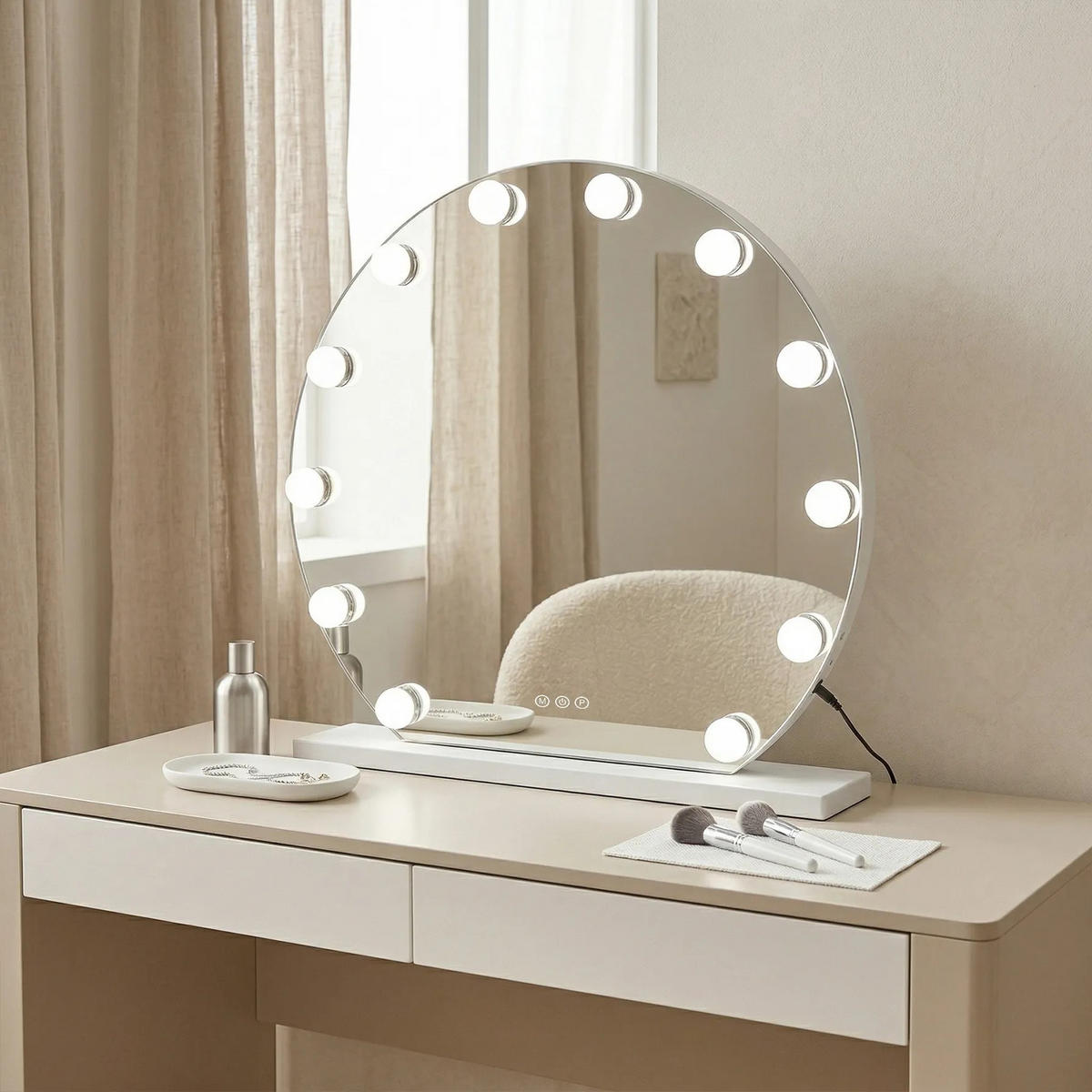 SPIEGEL Rea Led Hollywood White 50 Cm - Weiß, Glas (47/12/50cm) - REA