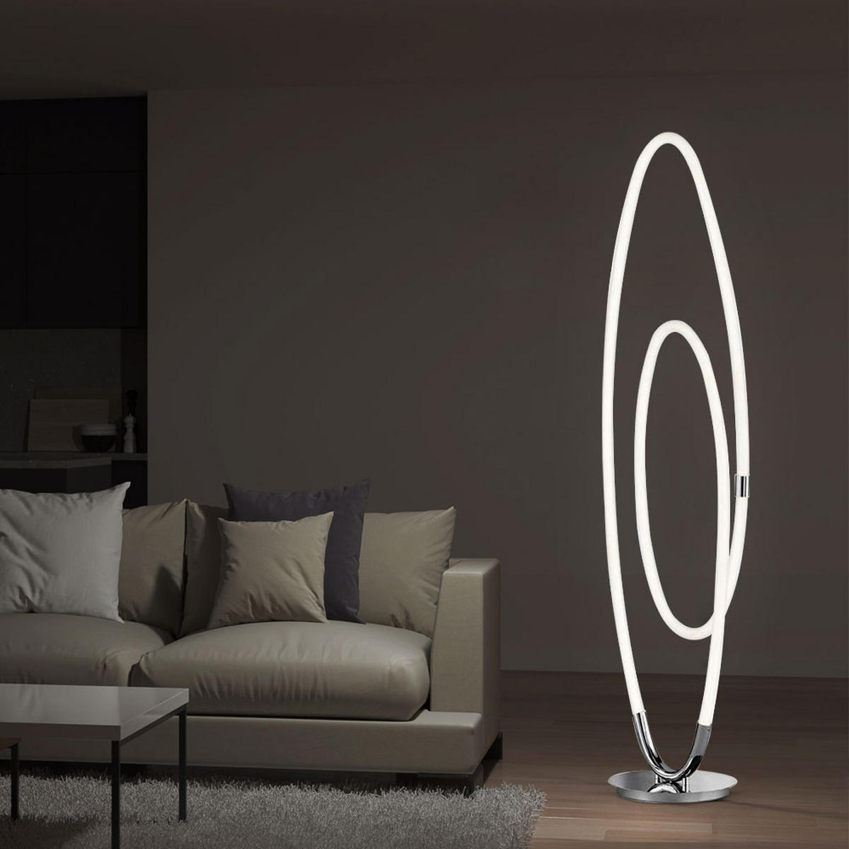 LED STEHLEUCHTE Chrom Silber - Silberfarben, Metall (36/25/140cm) - Wofi