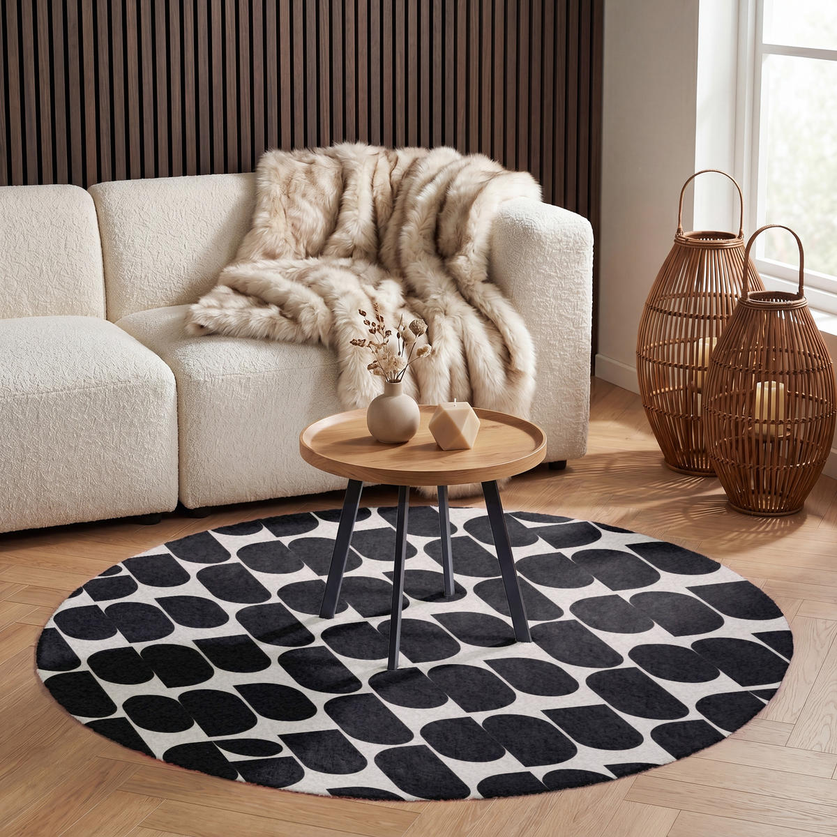 KOBERCE - Moderné - vzorované - čierne - 120x120 cm - čierna, textil/plast (120/0.4cm) - OnlyWow