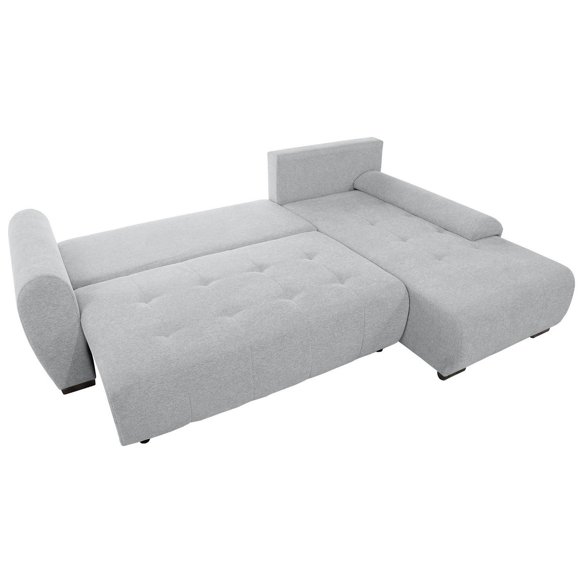 ECKSCHLAFSOFA Dallas mit Bettkasten, 255 cm, Hellgrau, rechts, Velour-Stoff - Hellgrau, Textil (255/175cm) - Beautysofa