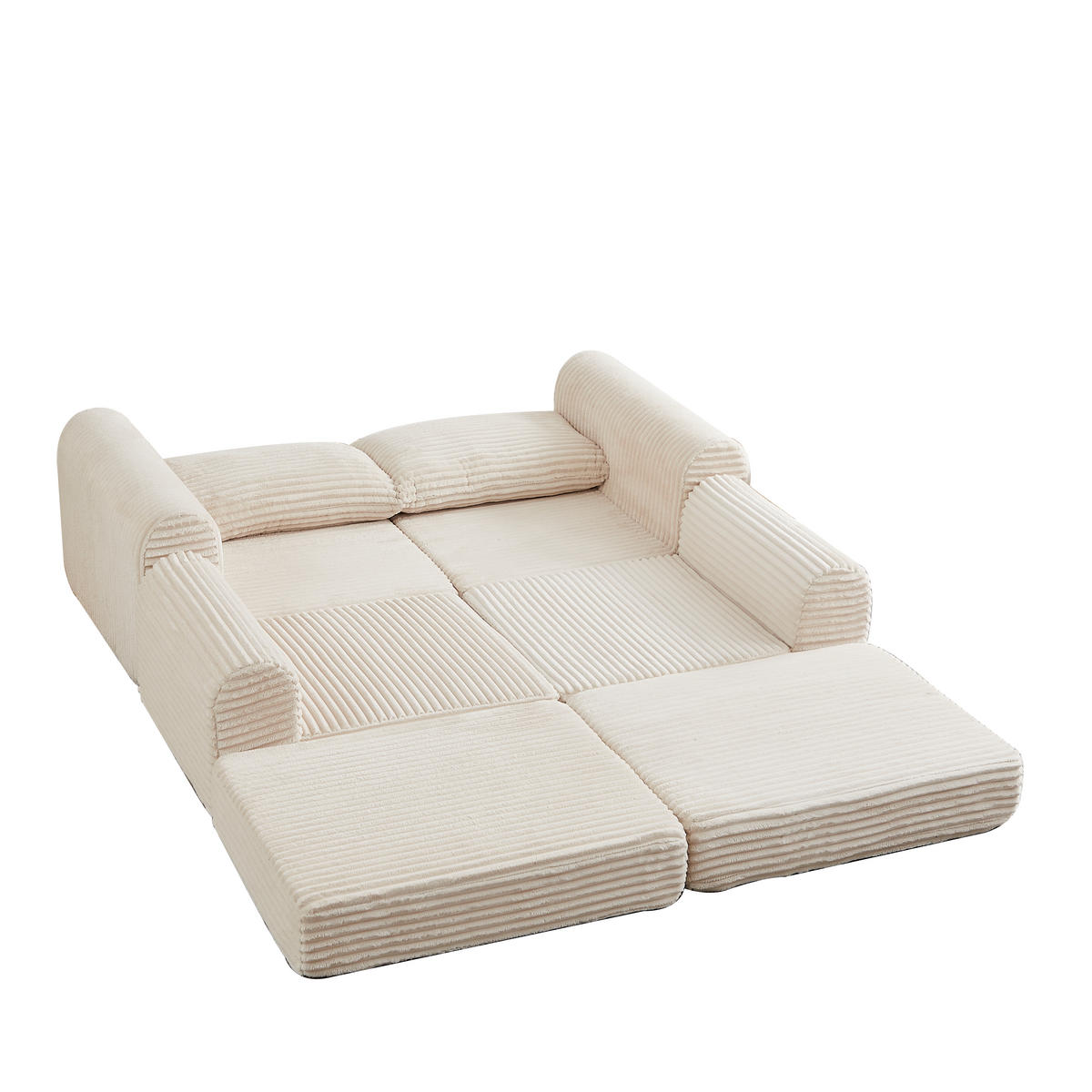 SCHLAFSOFA aus Cord mit modularem Aufbau & herausnehmbarer Fußstütze, 243/194/53 cm, Beige - Beige, Textil (243/53/194cm) - Redom