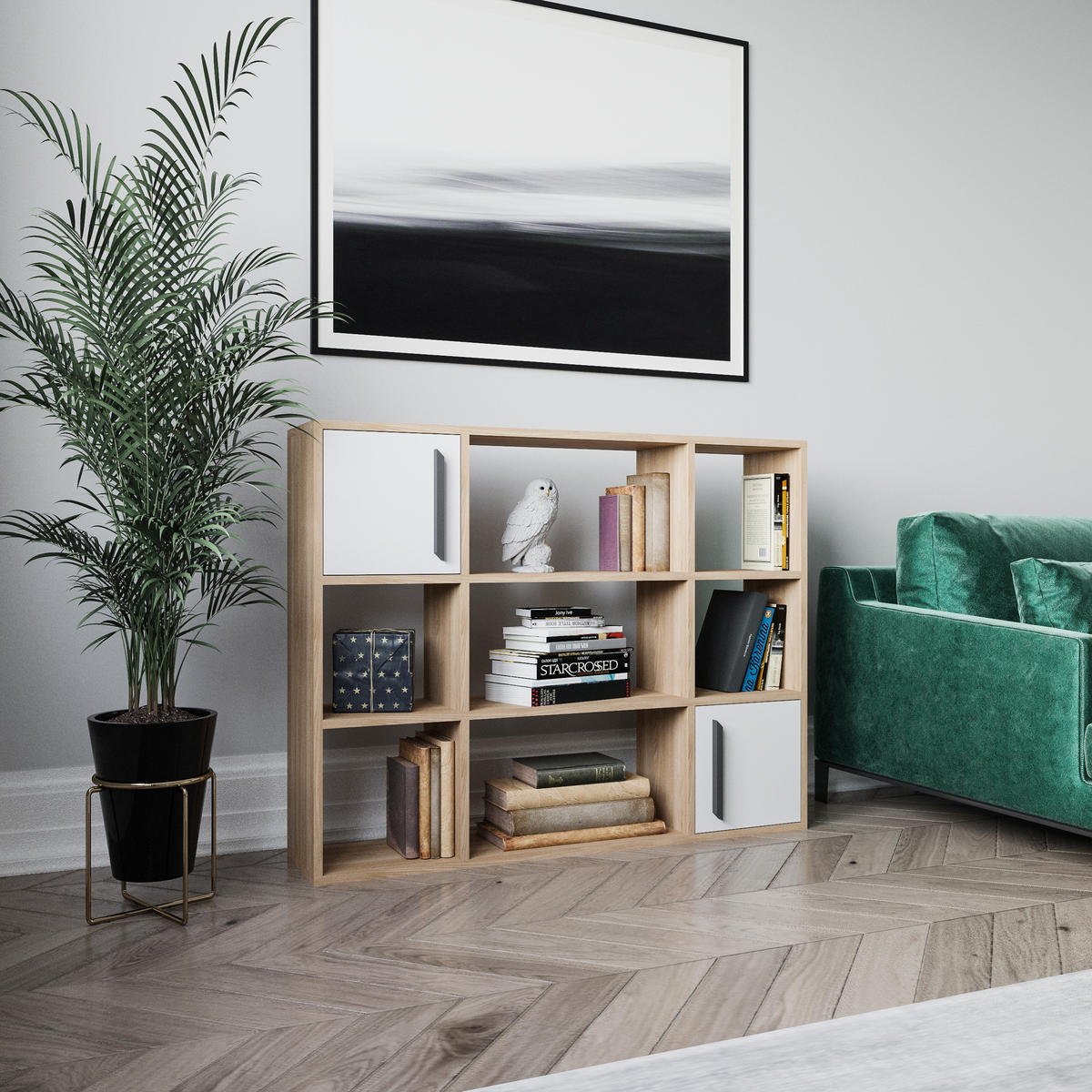 BÜCHERREGAL Randall Eiche Weiss - Eichefarben/Weiß, Holzwerkstoff (25.4/94/120cm) - Decorotika