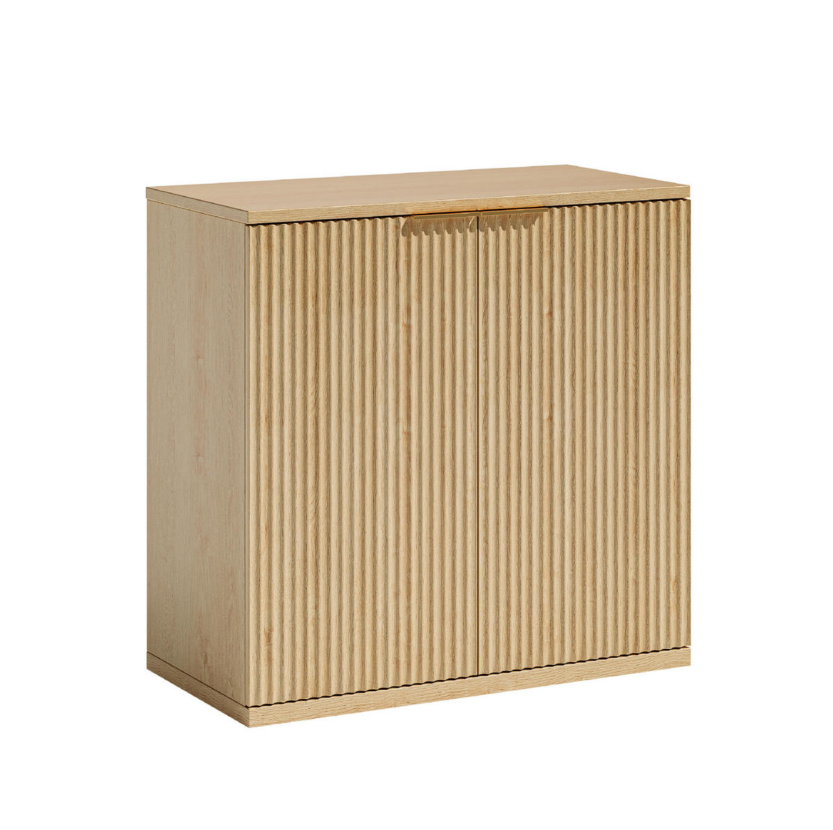 SIDEBOARD 80/40/80 cm Eiche aus MDF mit Faltenfront und Griff - Eichefarben, Holzwerkstoff (40/80/80cm) - OKWISH