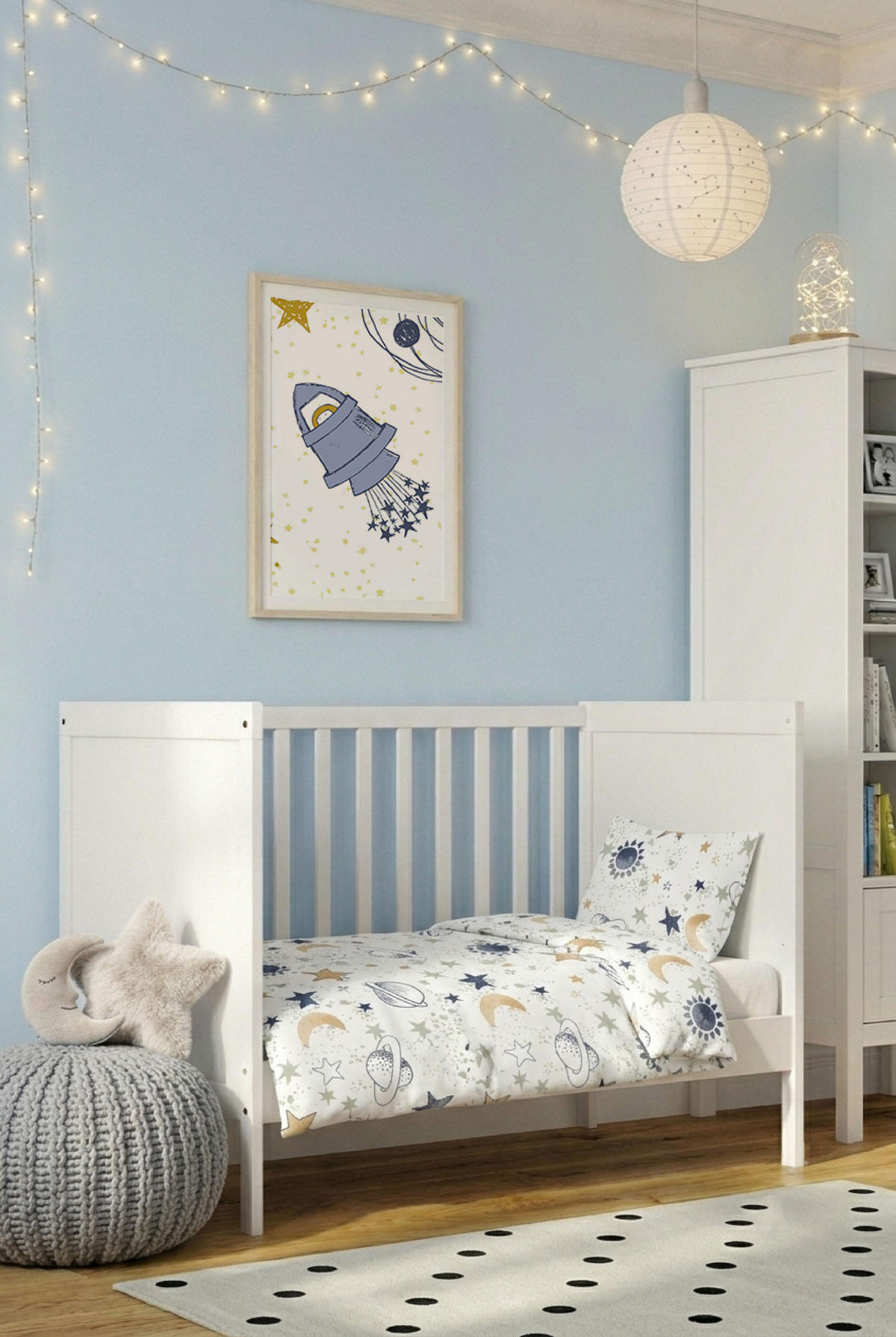 BETTWÄSCHE-GARNITUR Premium Biber Universum weiss, 100x135 cm + 40x60 cm - Weiß, Textil (100/135cm) - biberna