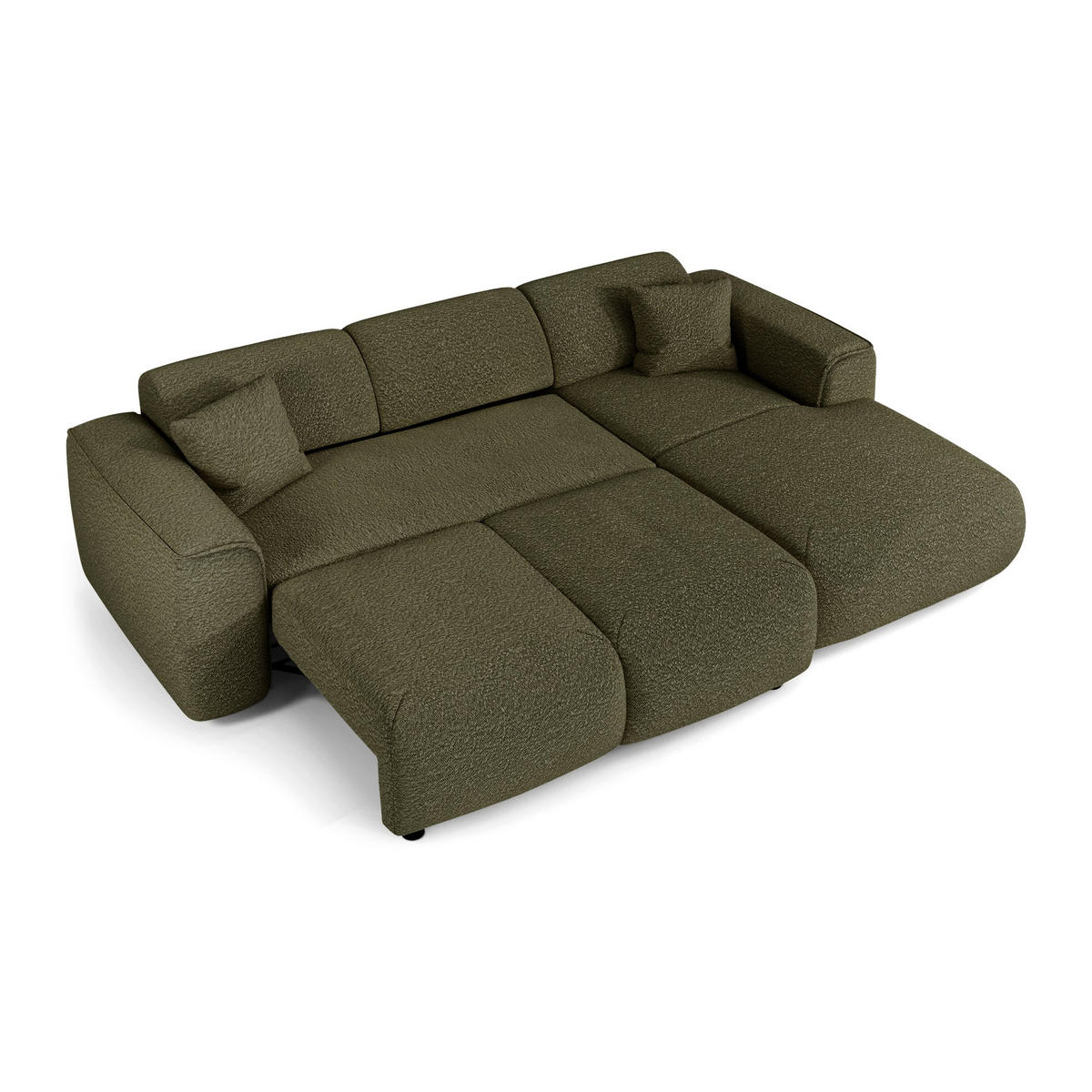 ECKSCHLAFSOFA Bouclé-Stoff Olivgrün 283cm - Olivgrün, Textil (283/180cm) - Sia Home