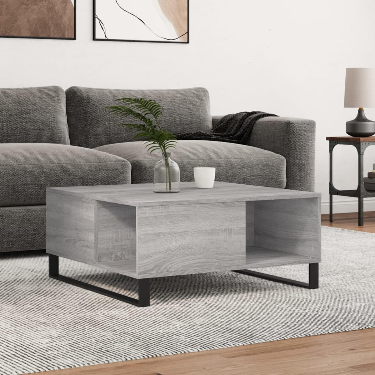 COUCHTISCH Grau Sonoma 80x80x36,5 cm Holzwerkstoff - Grau, Holzwerkstoff (80/80/36.5cm) - furnicato