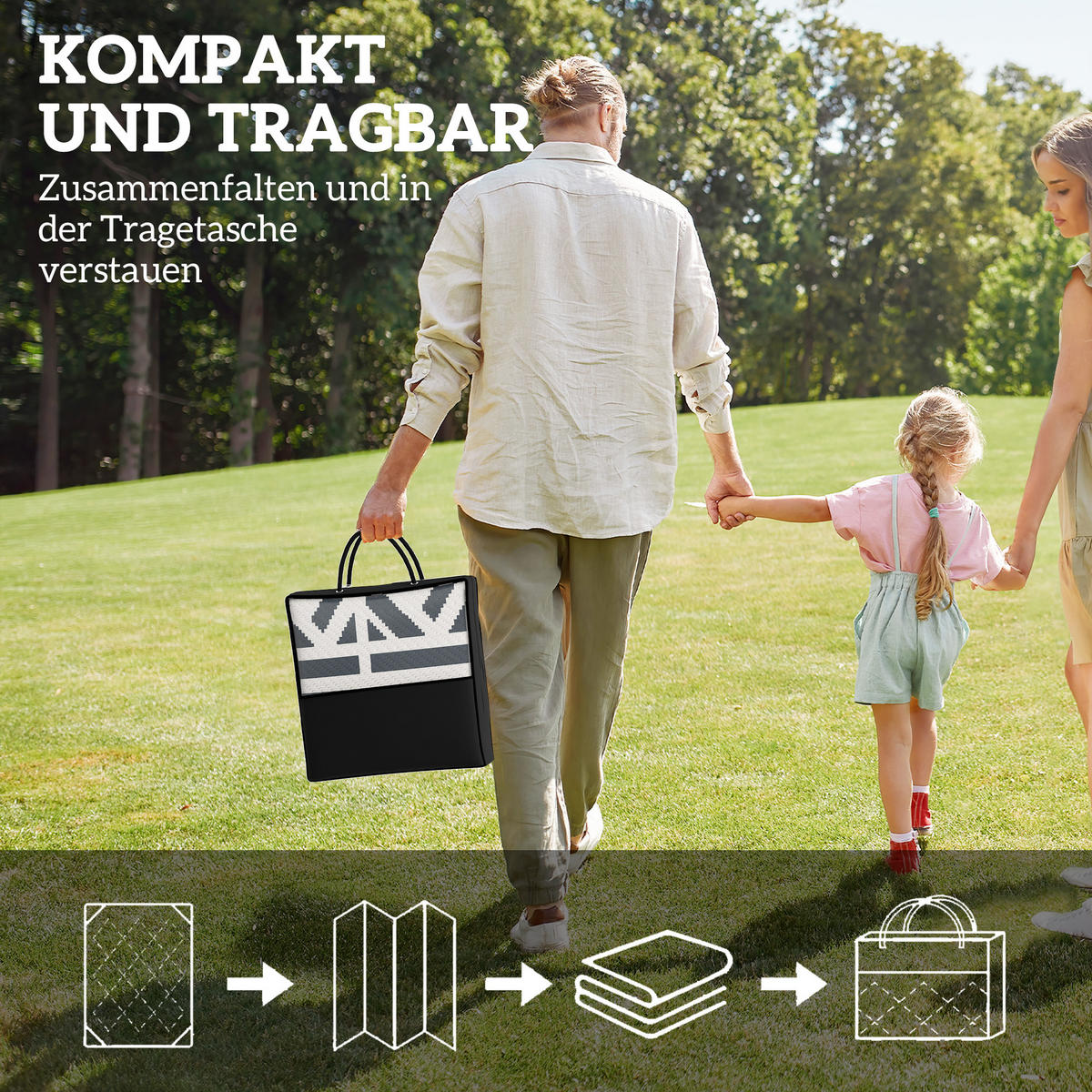 OUTDOORTEPPICH, Wetterfest - Dunkelgrau, Kunststoff (274/182cm) - Outsunny
