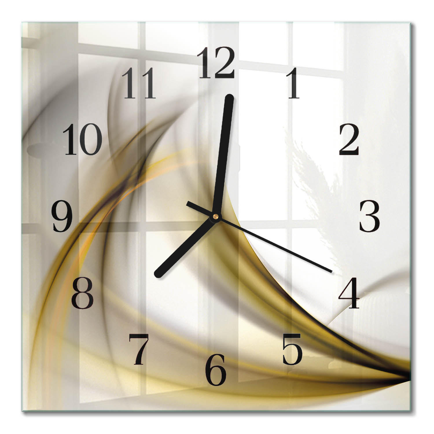 WANDUHR 30x30 cm - Abstrakte Linien - Gelb, Glas (30/30/0.4cm) - TULUP