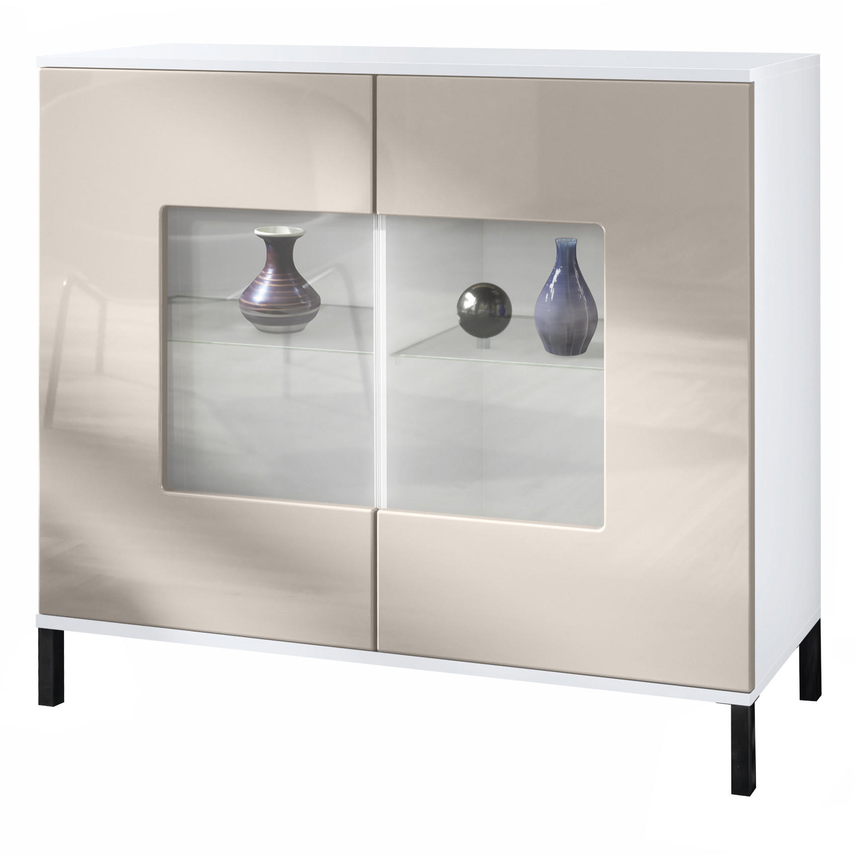 KOMMODE Grömitz Sandgrau Hochglanz - Sandfarben, Holzwerkstoff (92.5/83.5/35cm) - Vladon