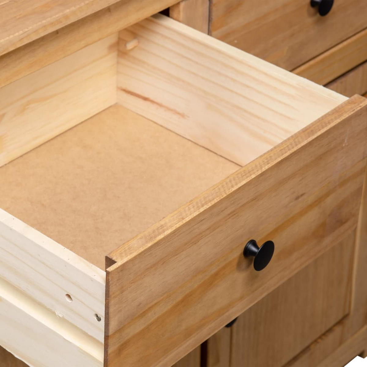 SIDEBOARD 93X40X80 CM KIEFERNHOLZ PANAMA - Schwarz/Braun, Holz (40/80/93cm) - vidaXL