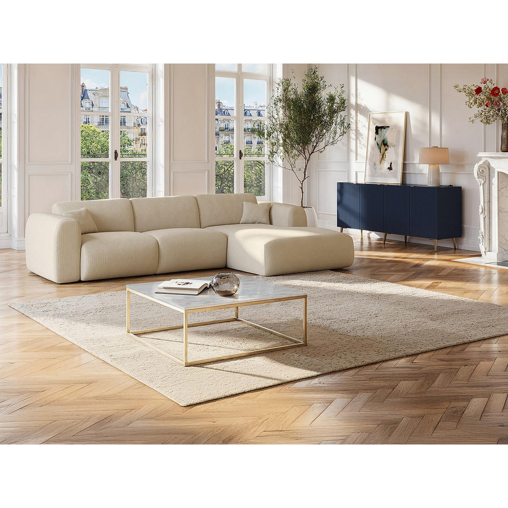 Thumbnail - Vente-Unique Couchttisch, Weiß, Stein, Quadratisch, 90x35x90 cm, Wohnzimmer, Wohnzimmertische, Couchtische