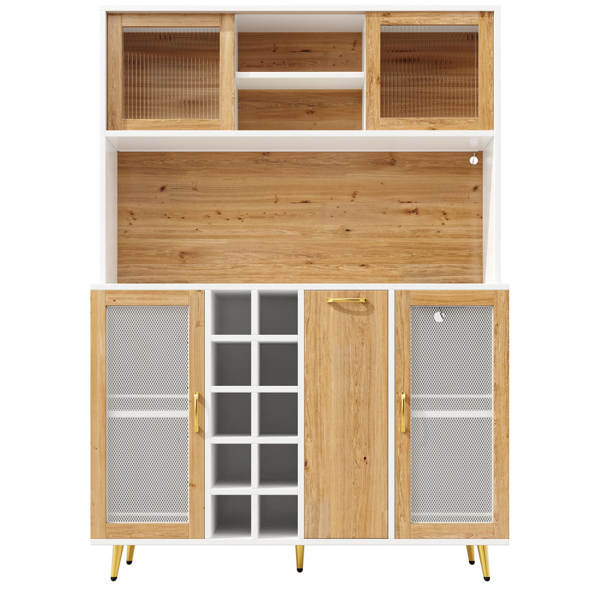 BUFFET 120/40/170 cm aus MDF mit LED-Beleuchtung und Steckdose Weiß (Holzoptik) - Weiß, Holzwerkstoff (120/170/40cm) - Modenvie