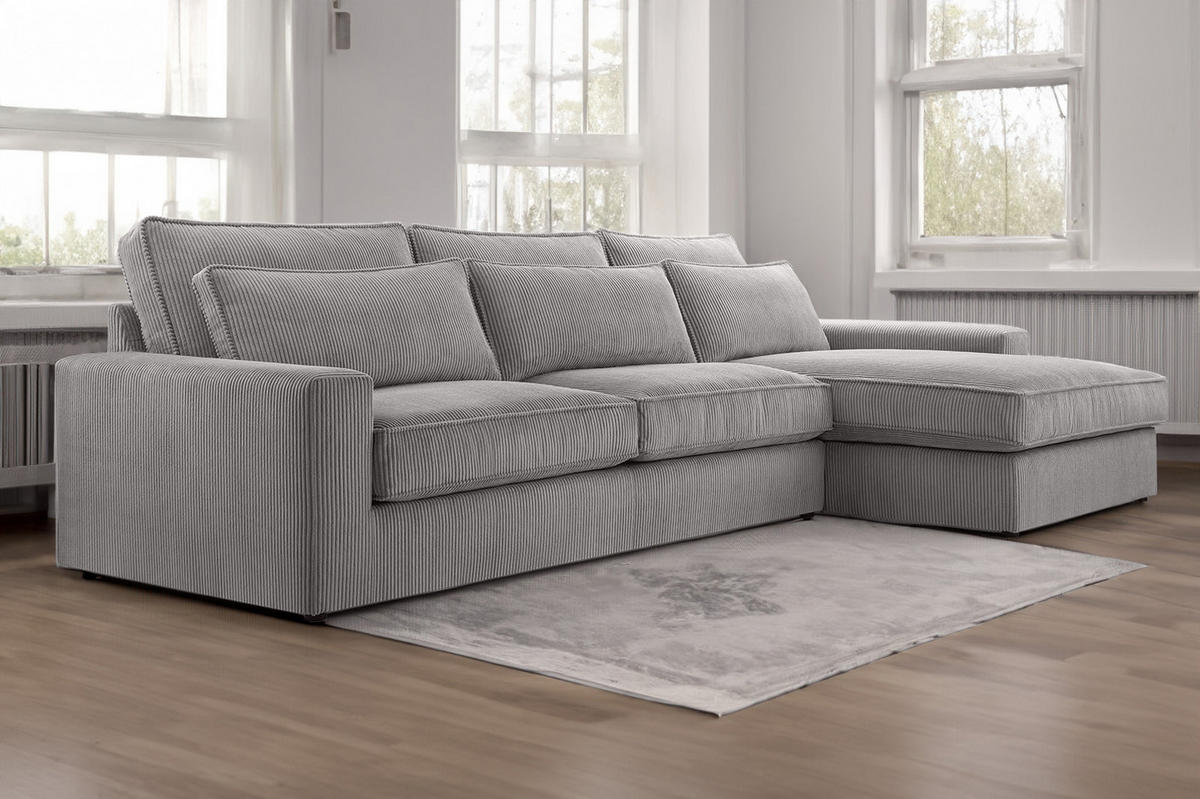 ECKSOFA 4 Sitzer Medan Mini, Grau - Grau, Textil (276/176cm) - Fedve
