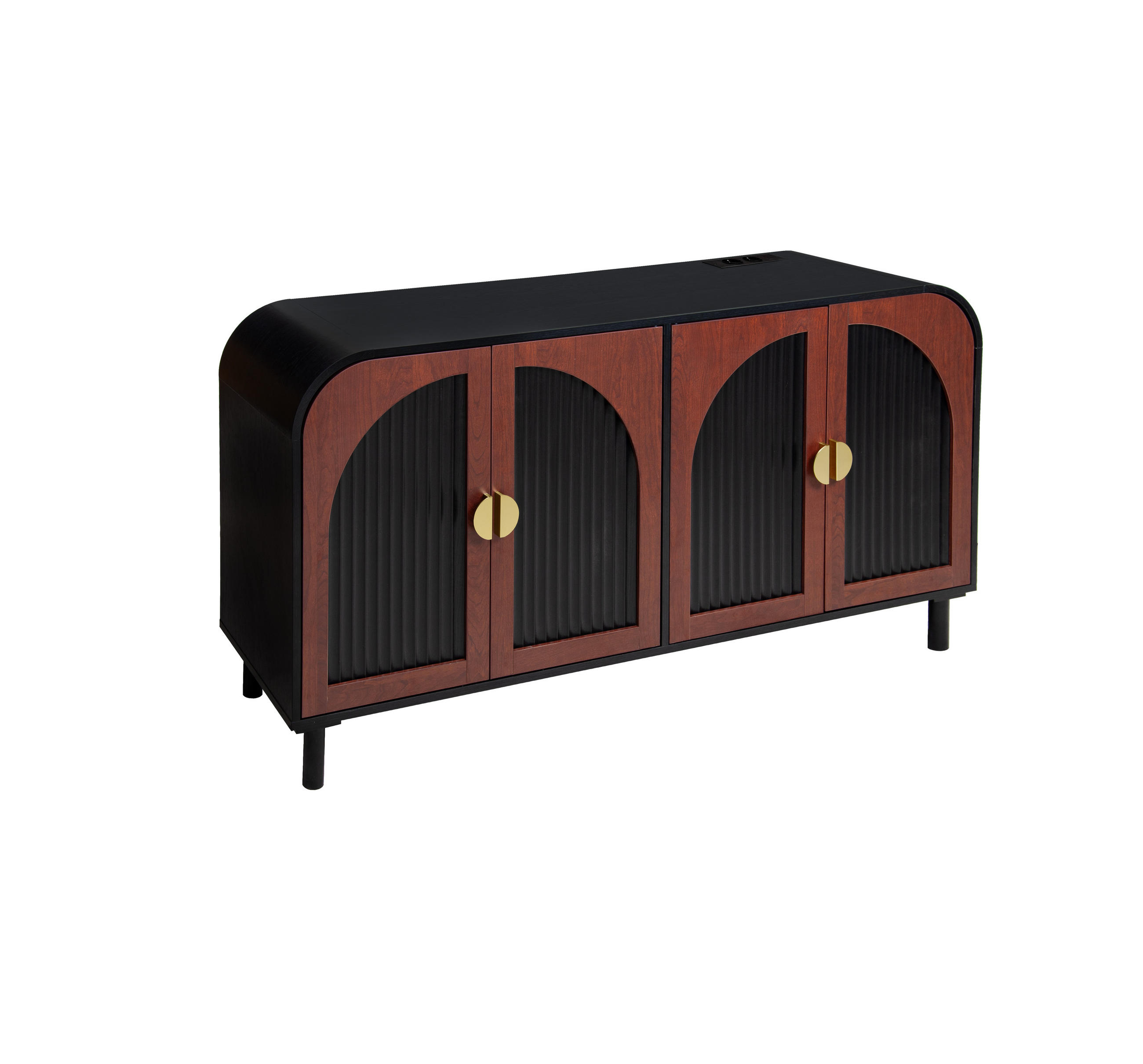 SIDEBOARD DE-38098 150/40/80 cm mit 4 Türen und Soft-Close Rotbraun - Schwarz, Holzwerkstoff (150/80/40cm) - ComfortXL