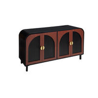 SIDEBOARD DE-38098 150/40/80 cm mit 4 Türen und Soft-Close Rotbraun - Schwarz, Holzwerkstoff (150/80/40cm) - ComfortXL