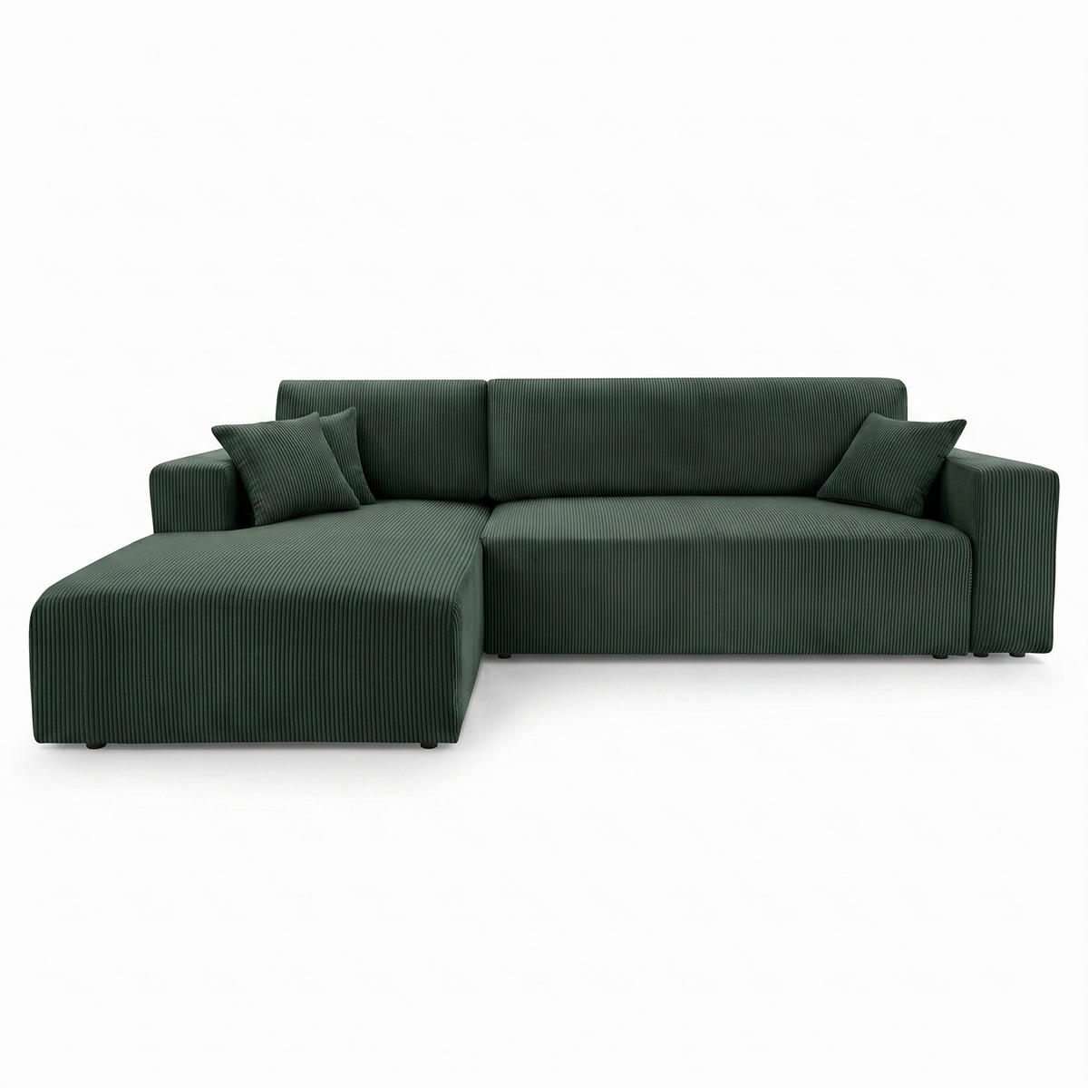 ECKSOFA PULA CORD GRÜN L - Links - Schwarz/Grün, Kunststoff/Textil (187/279cm) - Luxkor24