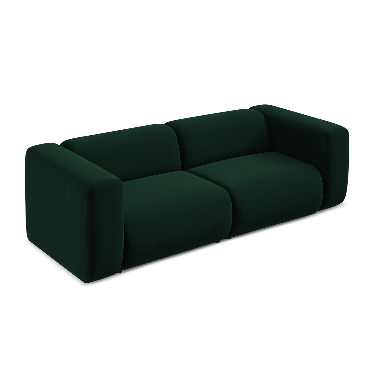 3-SITZER SOFA Samt Stoff Grün - Dunkelgrün/Schwarz, Kunststoff/Textil (228/70/89cm) - LaMiaSofa