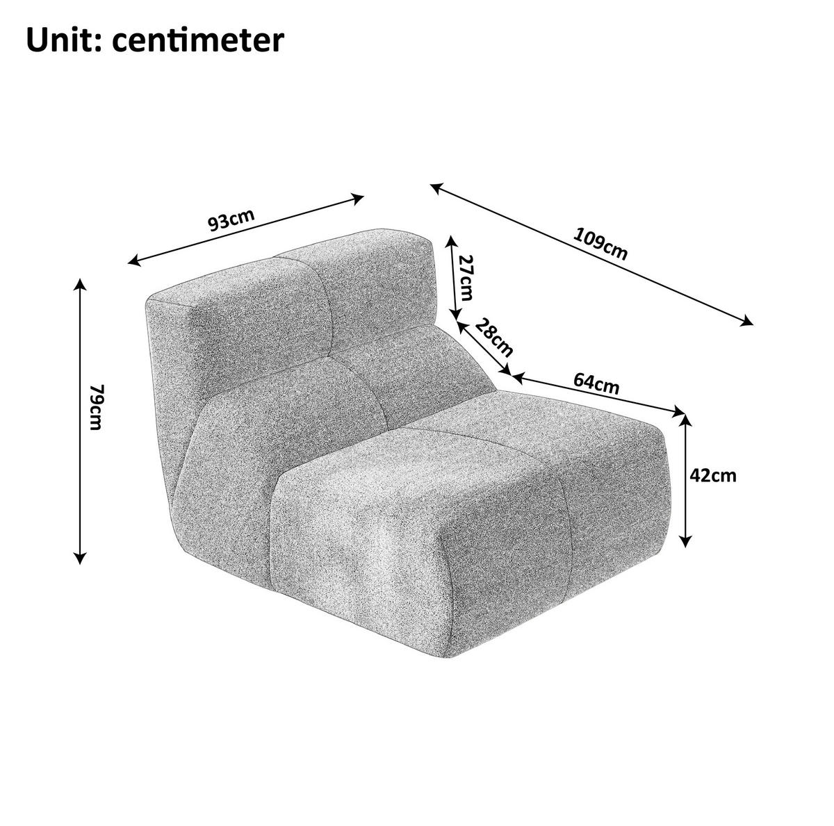 SESSEL Samt mit ergonomischer Form 94/110/79 cm Weiß - Weiß, Textil (110/79/94cm) - Redom